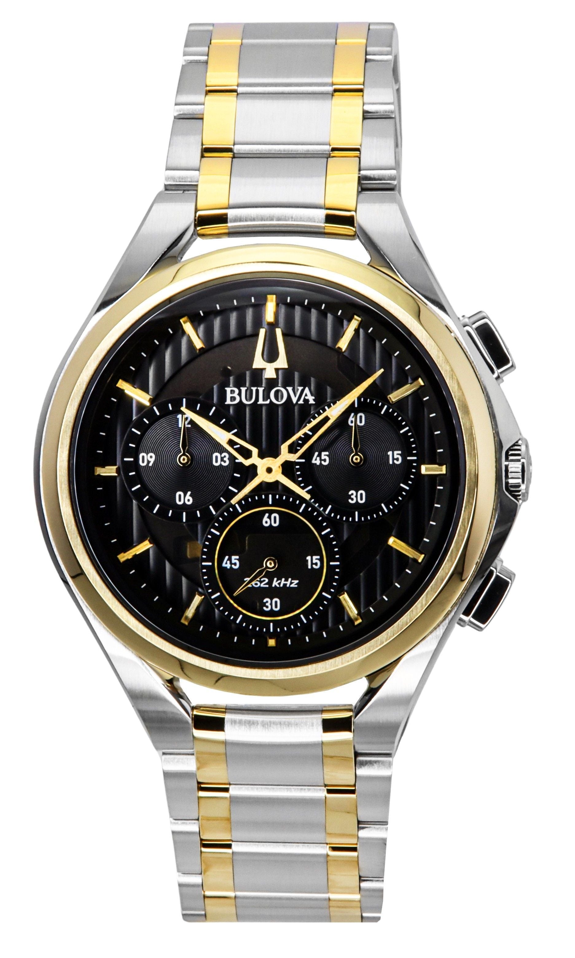 Bulova Curv Chronograph Two Tone Stainless Steel Black Dial Quartz 98A301 Men's Watch
