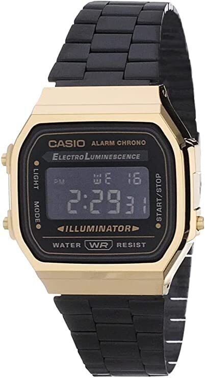 Casio Vintage Alarm Digital A168WEGB-1B Unisex Watch
