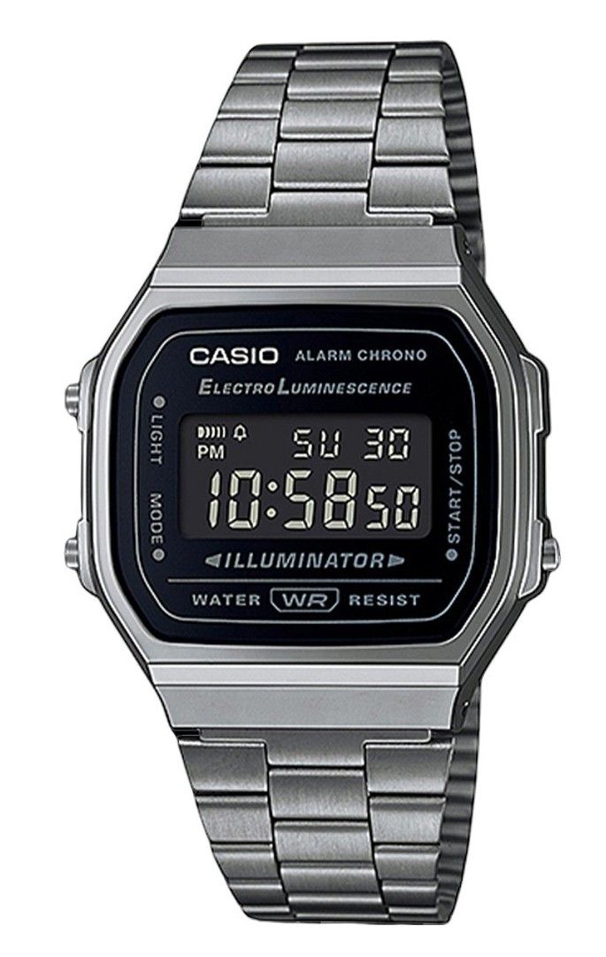 Casio Vintage Digital Stainless Steel Bracelet Black Dial Quartz A168WGG-1B Unisex Watch