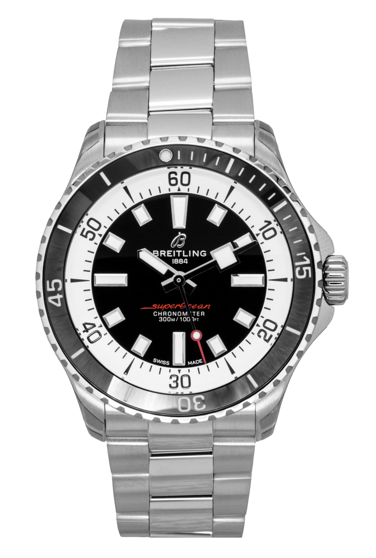 Breitling Superocean Stainless Steel Black Dial Automatic Diver's A17375211B1A1 300M Men's Watch