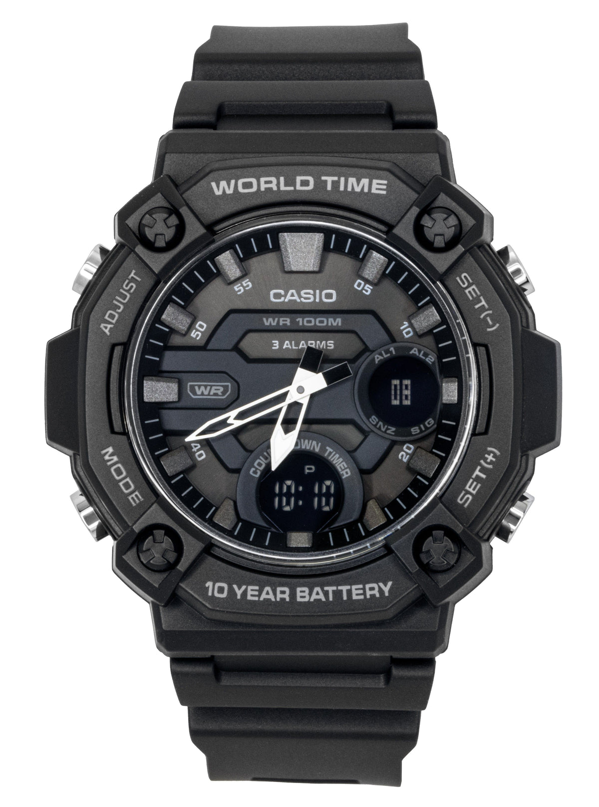 Casio Standard Analog Digital Resin Strap Grey Dial Quartz AEQ-120W-1BV 100M Men's Watch