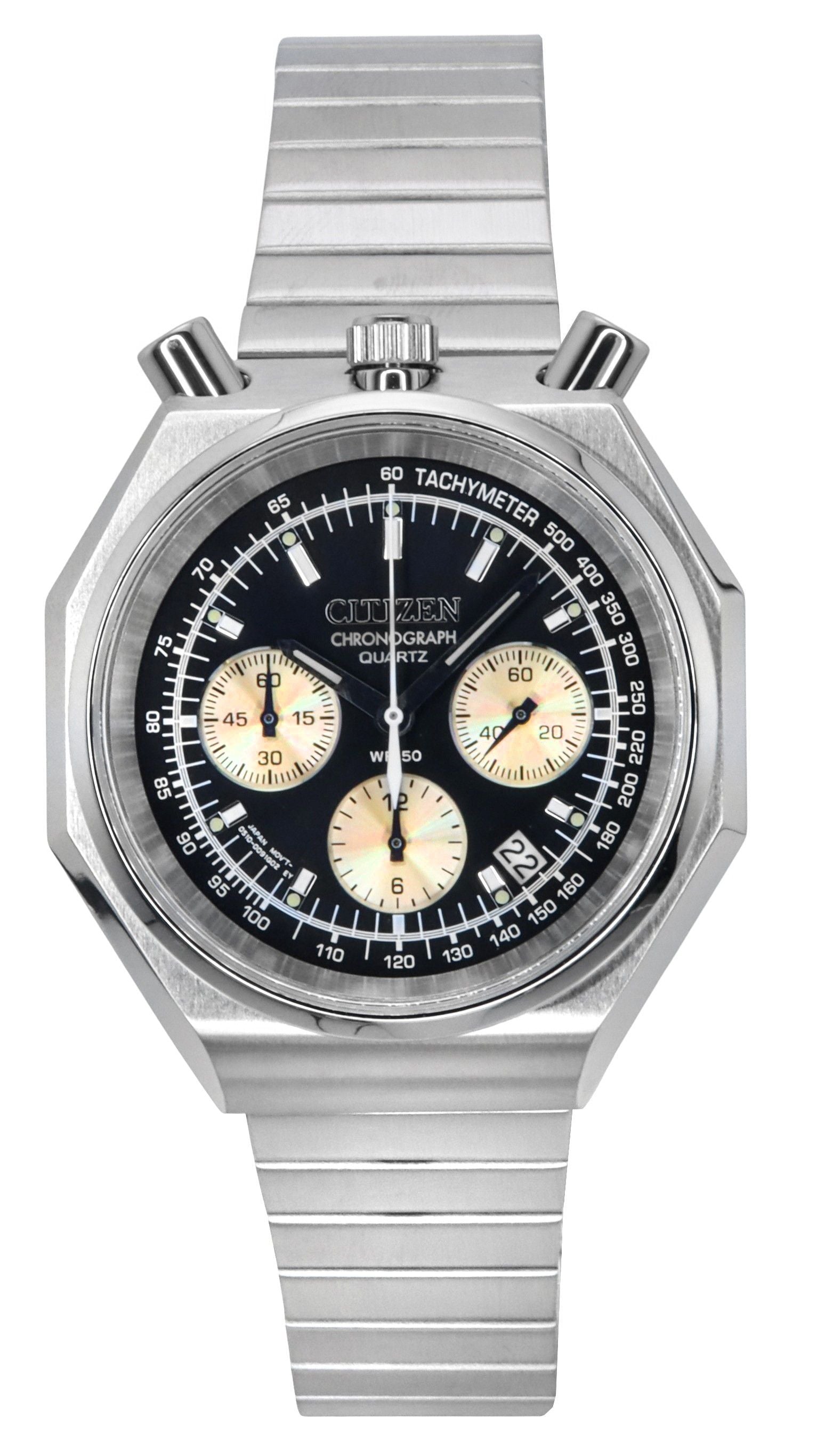 Citizen Tsuno Bull Head Chronograph Stainless Steel Black Dial Quartz AN3700-54E Men's Watch