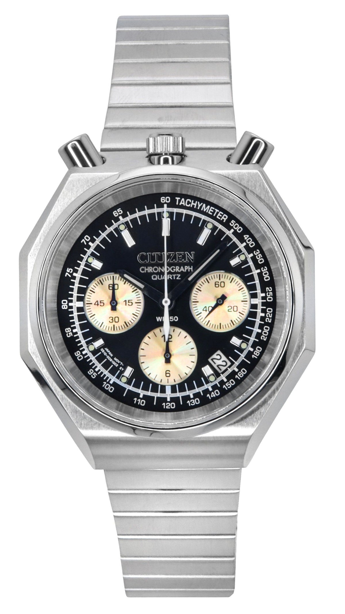 Citizen Tsuno Bull Head Chronograph Stainless Steel Black Dial Quartz AN3700-54E Men's Watch