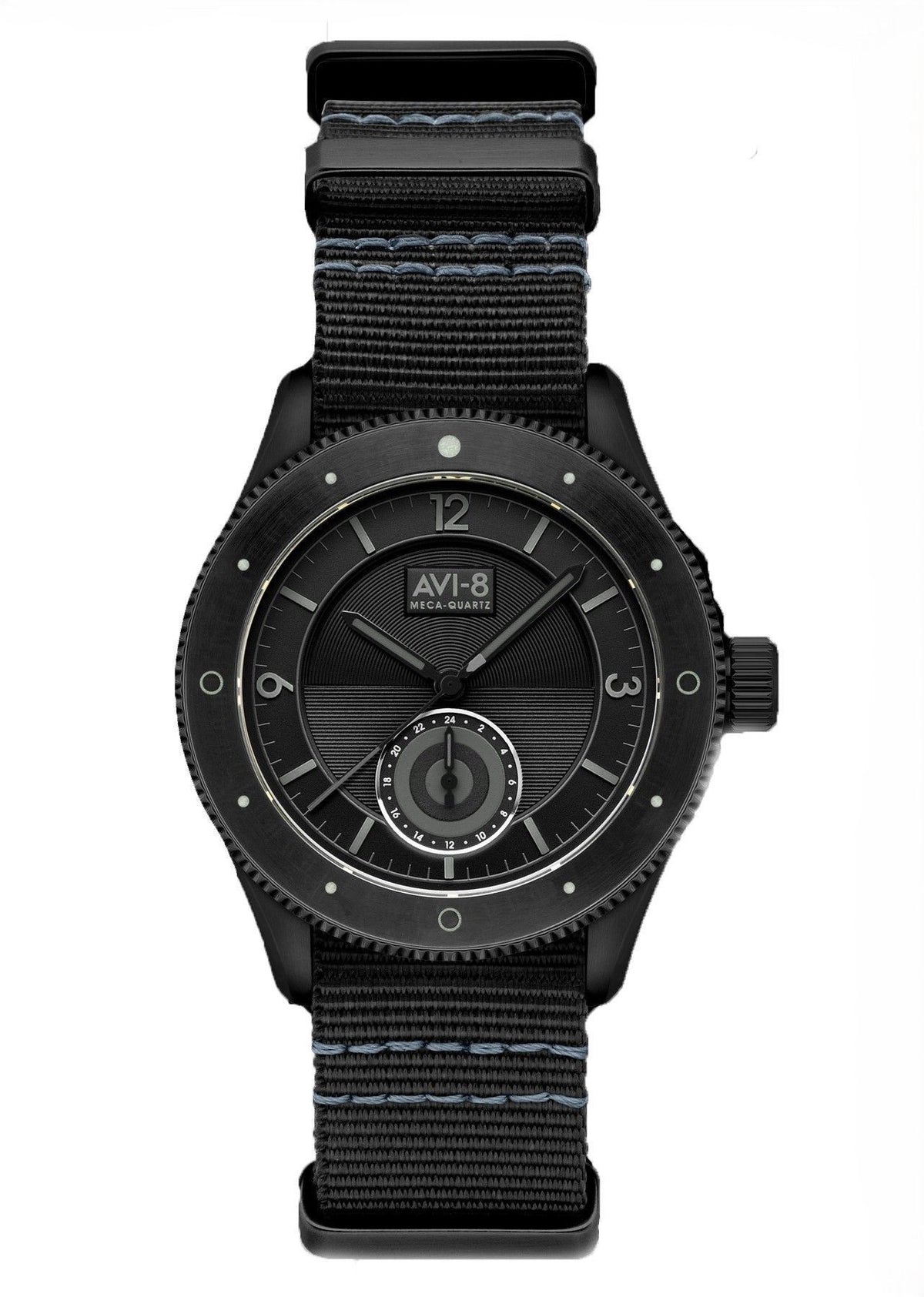 AVI-8 Flyboy Airmaster Sector Meca-Quartz Jet Black Nylon Strap Black Dial AV-4112-05 Men's Watch