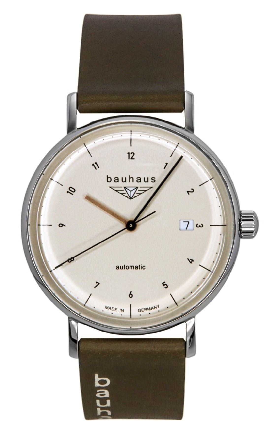 Bauhaus Leather Strap Beige Dial Automatic 21521 Men's Watch