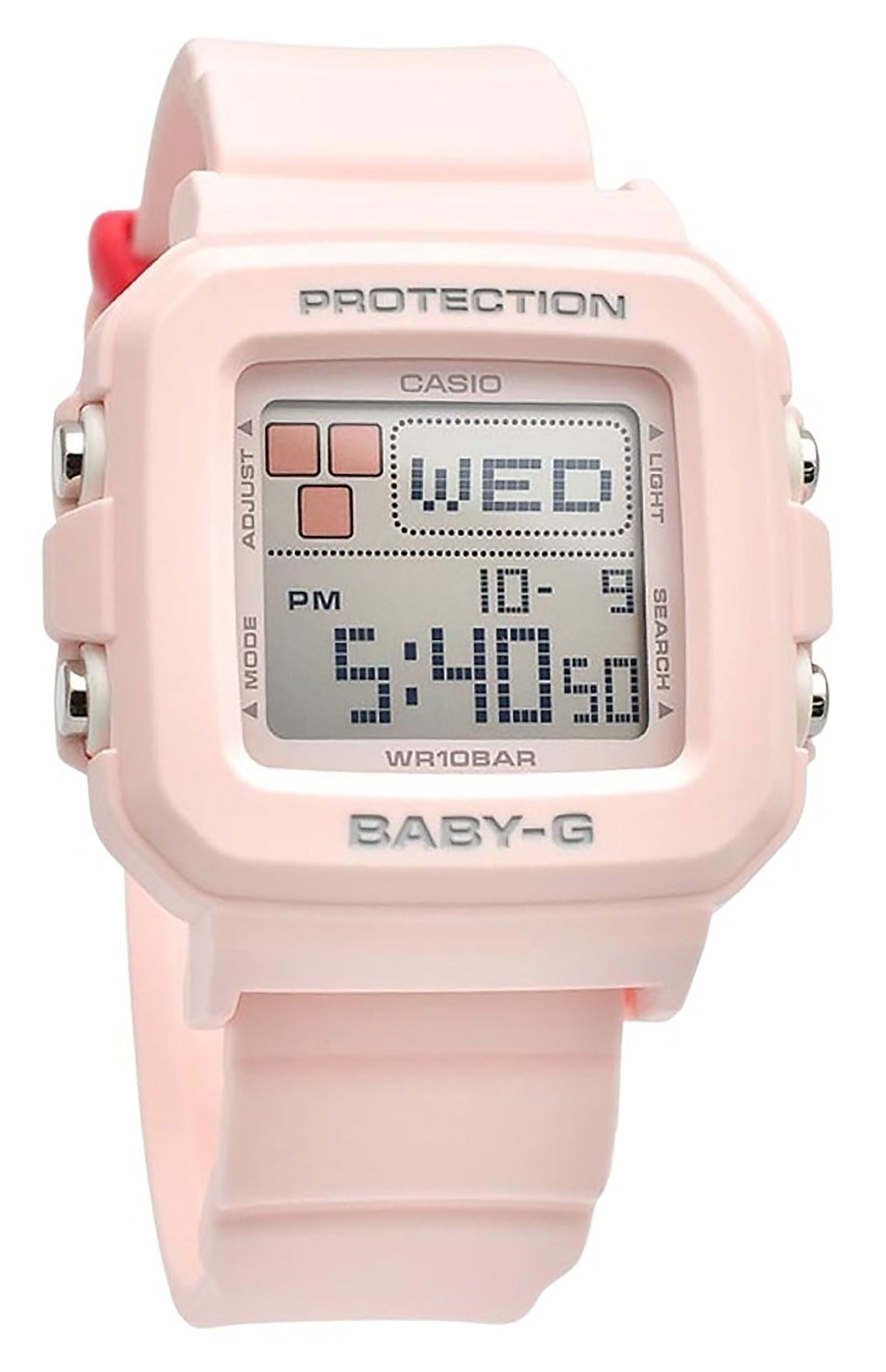 Casio Baby-G Plus Digital Pink Resin Strap Quartz BGD-10L-4 100M Women's Watch With Extra Band Loops