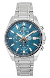 Casio Edifice Analog Standard Chronograph Stainless Steel Turquoise Dial Quartz EFV-610DE-2A 100M Men's Watch