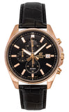 Casio Edifice Analog Standard Chronograph Leather Strap Black Dial Quartz EFV-610ECL-1A 100M Men's Watch
