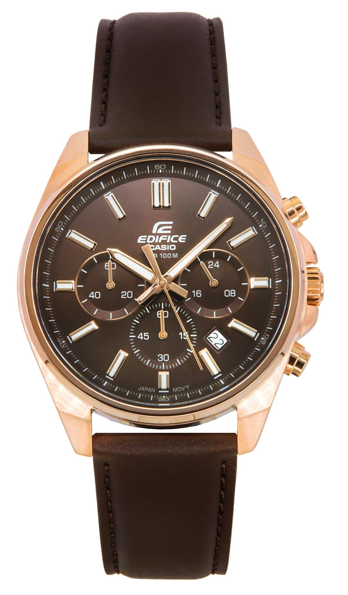 Casio Edifice Analog Standard Chronograph Brown Dial Quartz EFV-650CL-5AV 100M Men's Watch