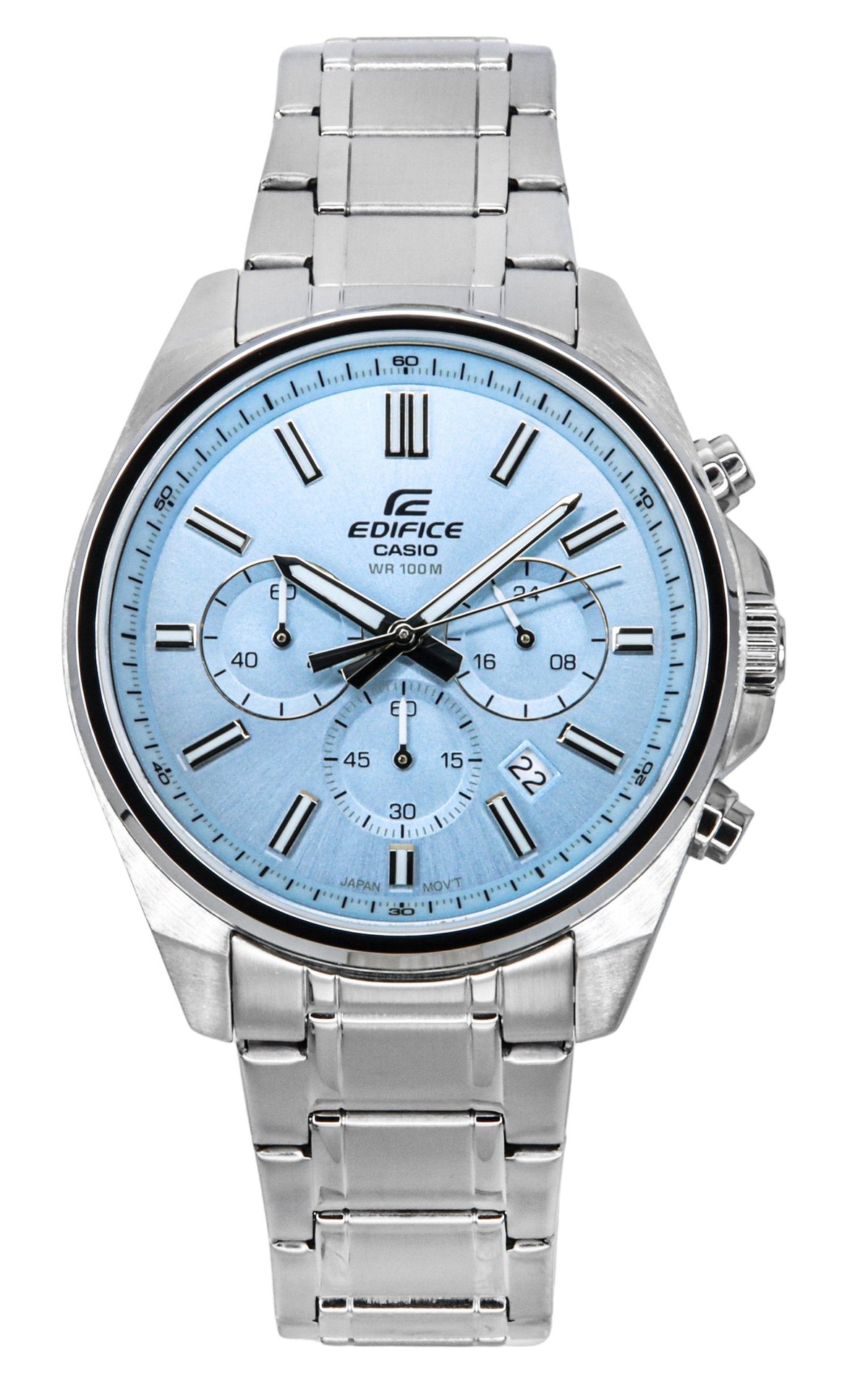 Casio Edifice Analog Standard Chronograph Light Blue Dial Quartz EFV-650D-2BV 100M Men's Watch
