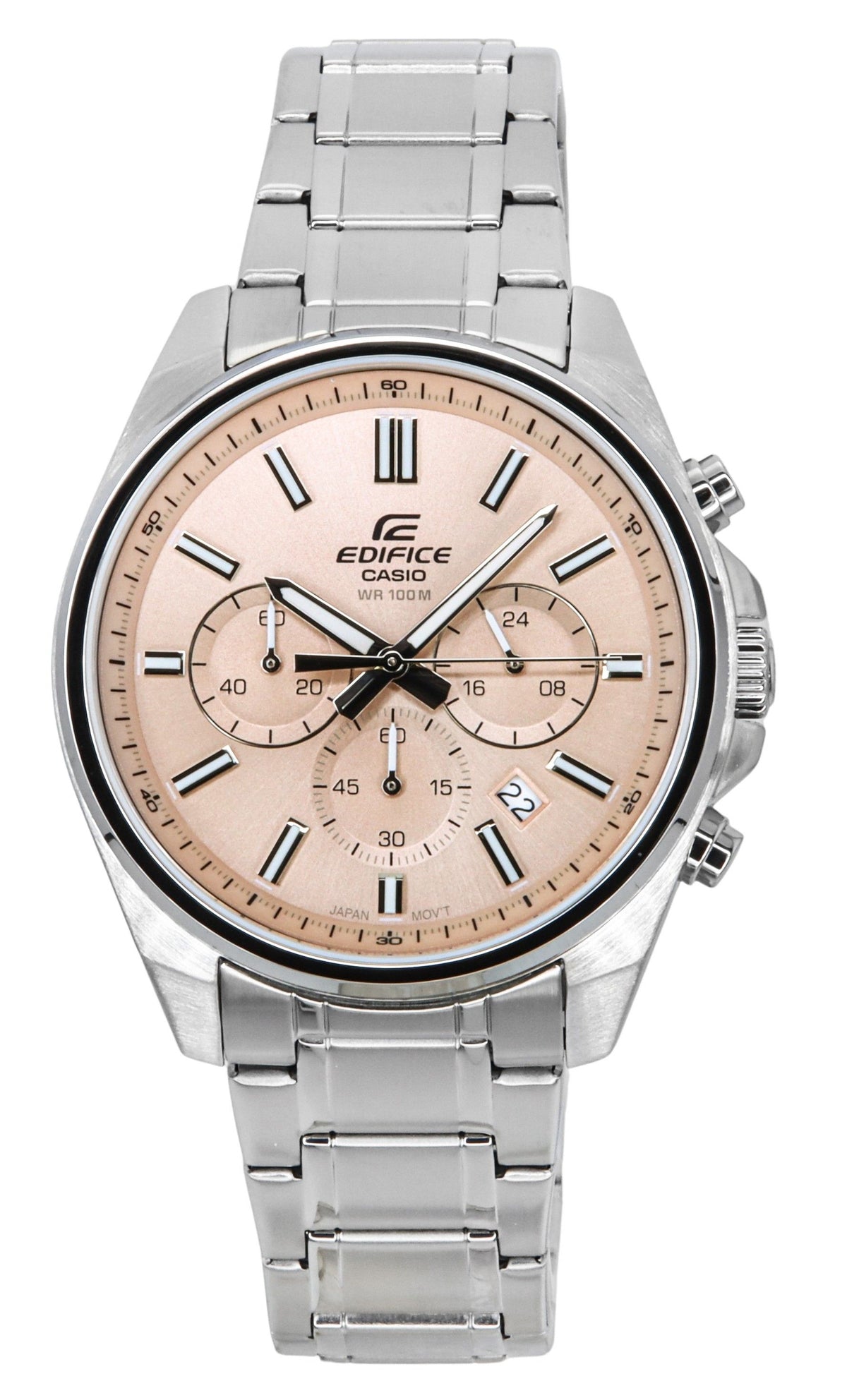 Casio Edifice Analog Standard Chronograph Pink Dial Quartz EFV-650D-4AV 100M Men's Watch