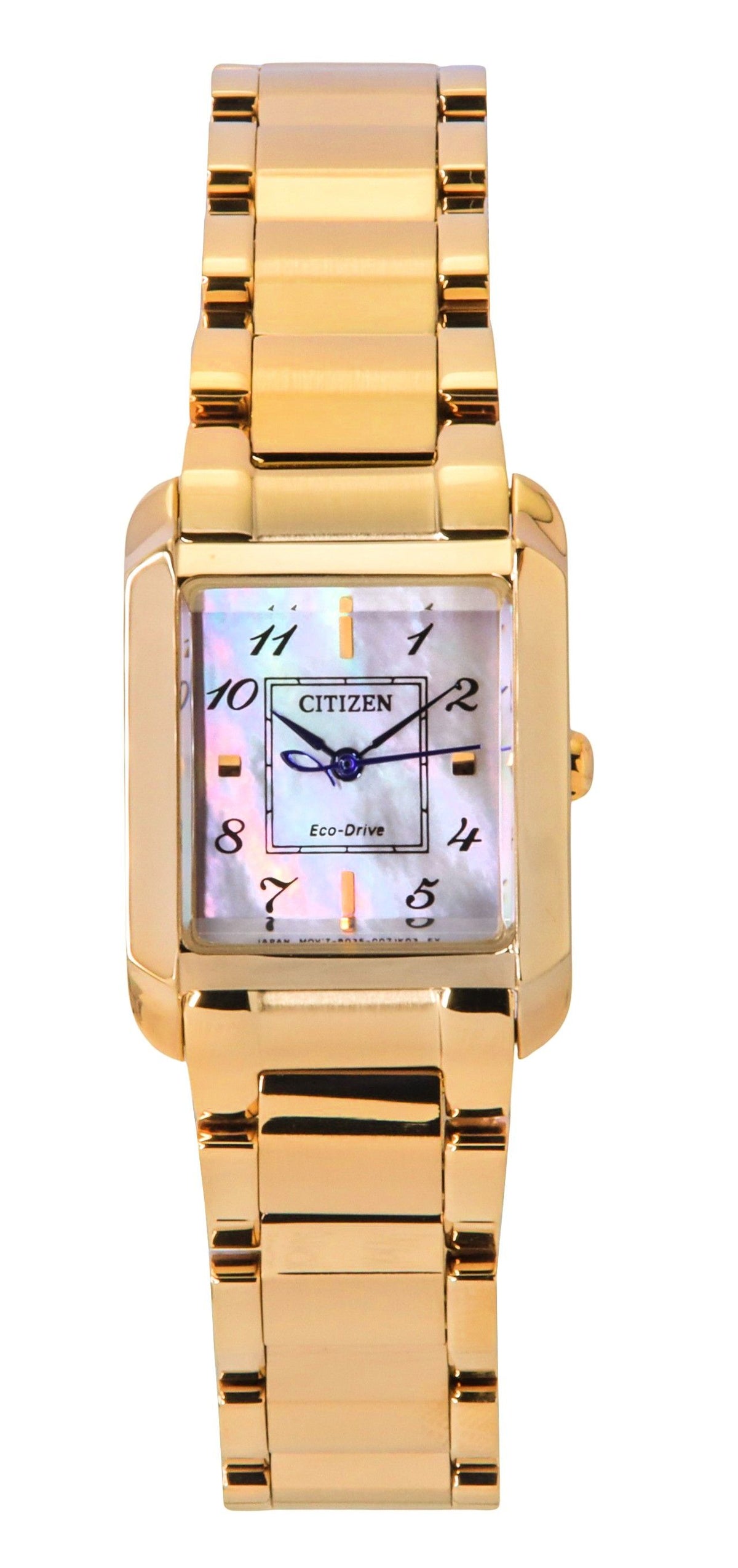 Citizen L Square Rose Gold Tone Stainless Steel Mother Of Pearl Dial Eco-Drive EW5603-89Y Women's Watch