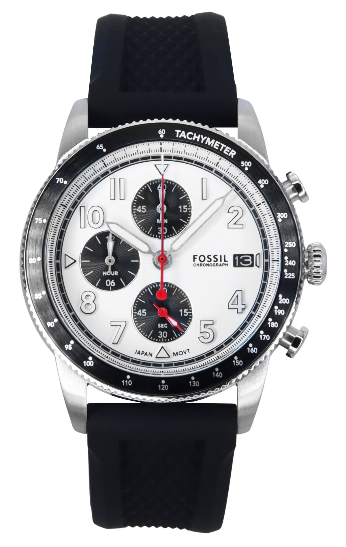 Fossil Sport Tourer Chronograph Leather Strap White Dial Quartz FS6087 Men's Watch