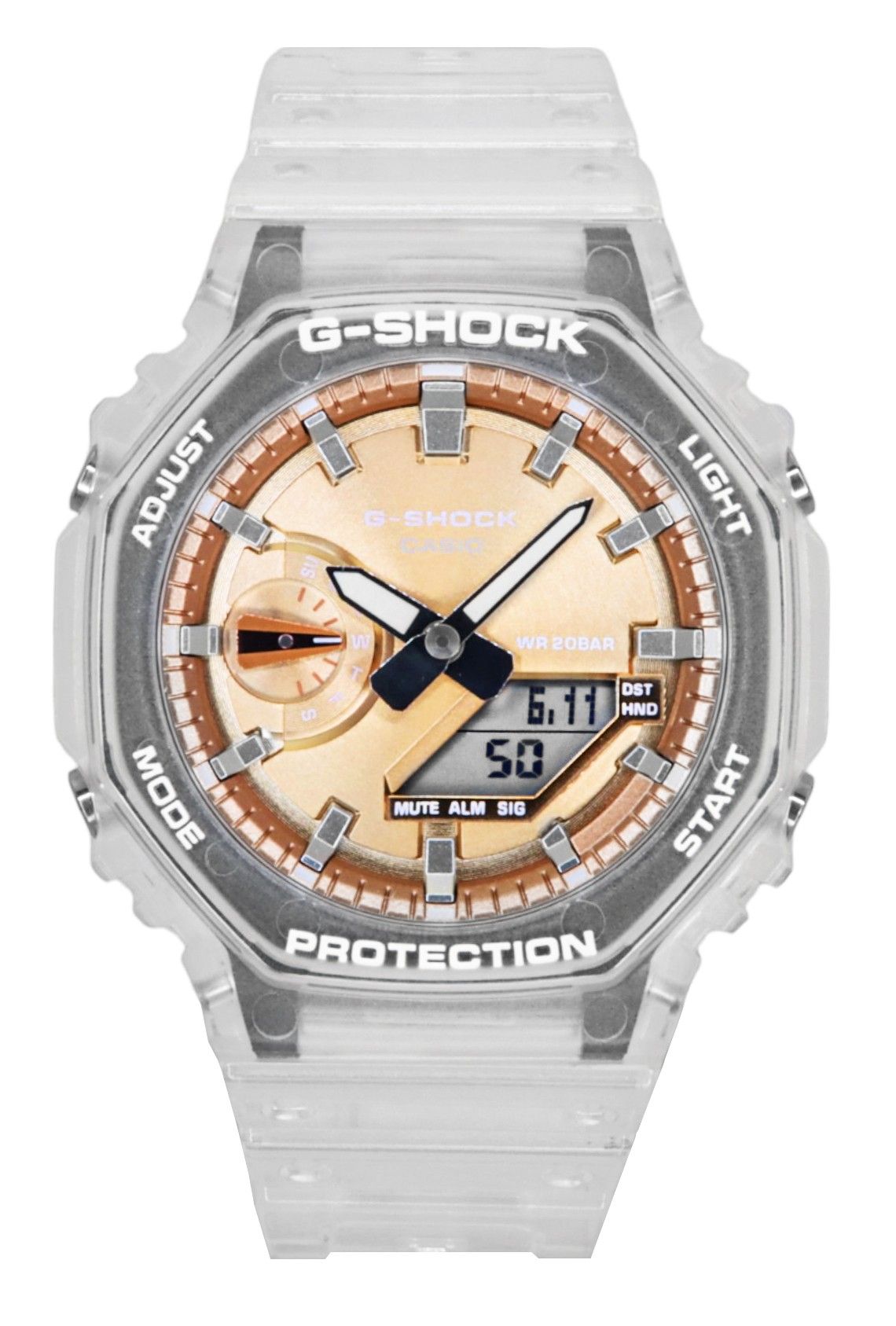 Casio G-Shock Analog Digital Resin Strap Bronze Dial Quartz GA-2100BM-7A5 200M Unisex Watch