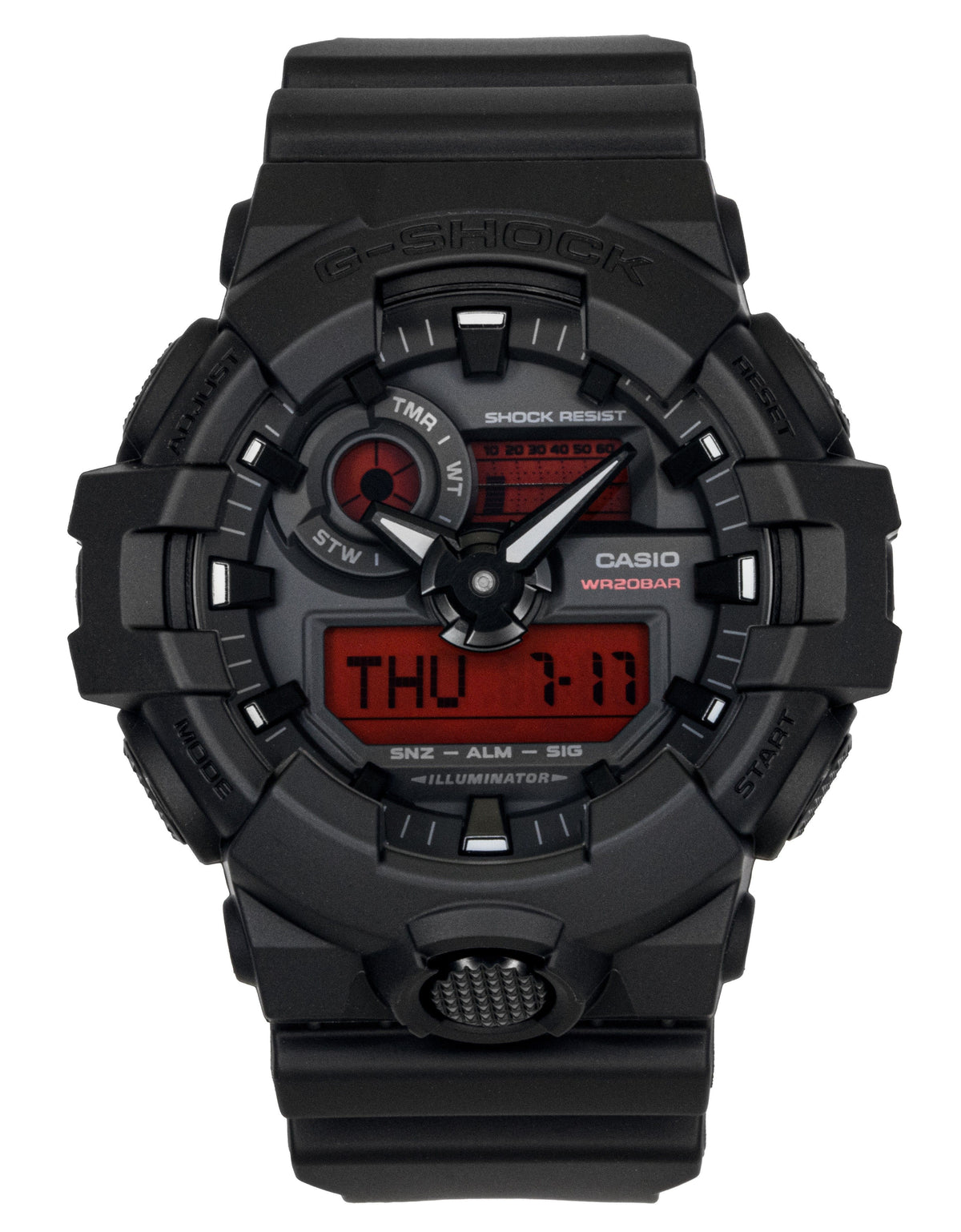 Casio G-Shock Analog Digital Resin Strap Black Dial Quartz GA-700BBR-1A 200M Men's Watch