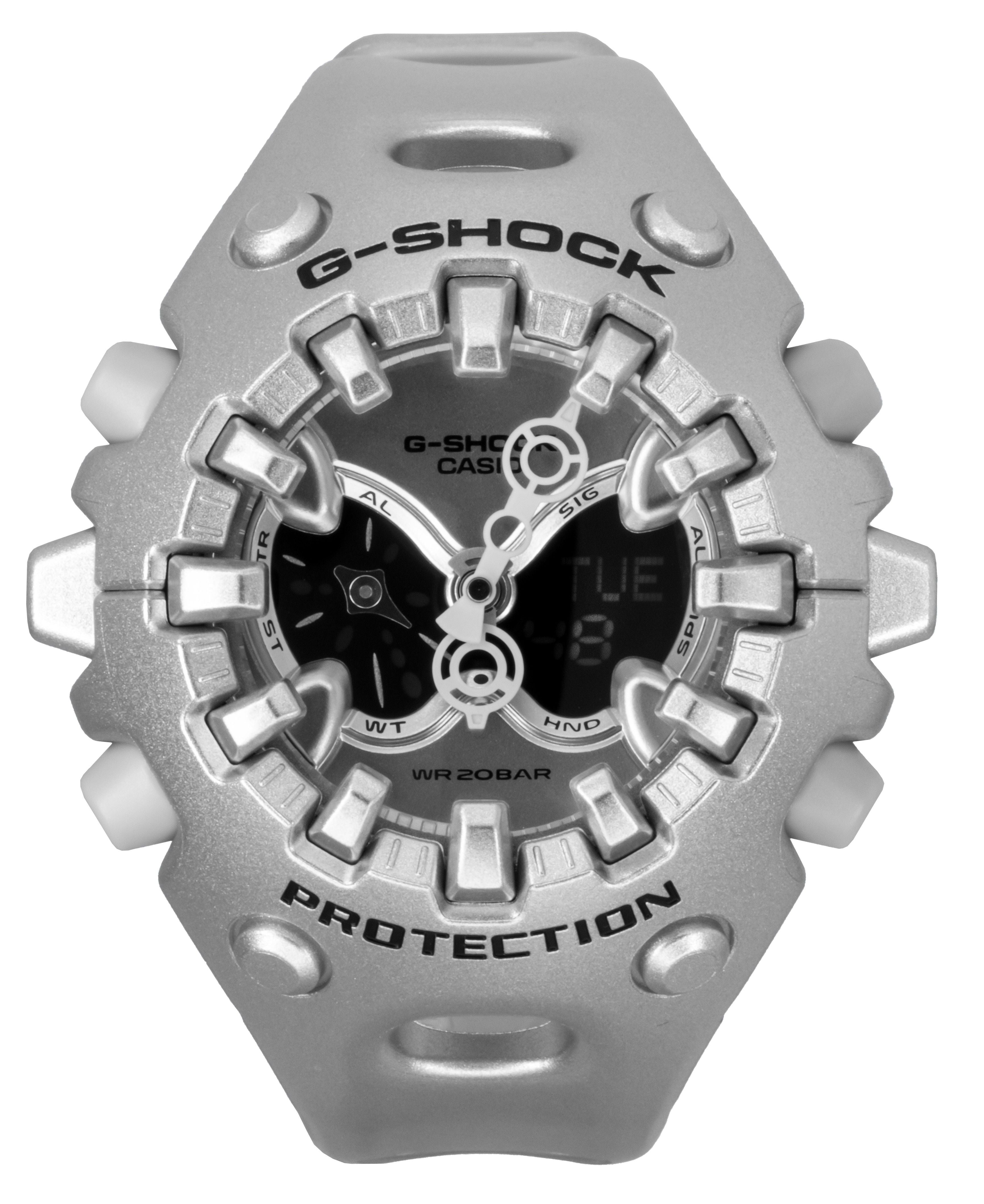 Casio G-Shock Analog Digital Resin Strap Silver Dial Quartz GA-V01A-8A 200M Unisex Watch