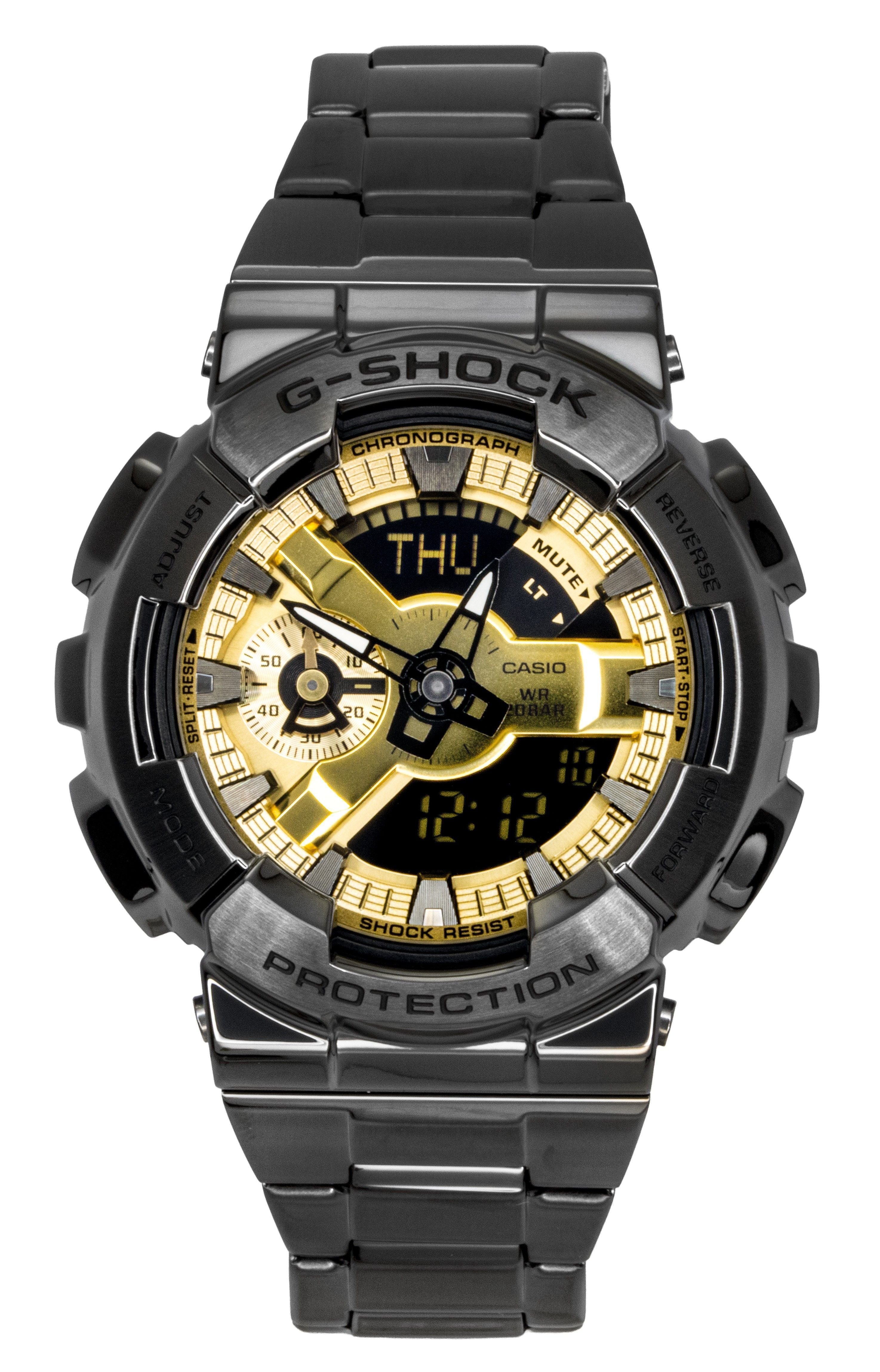 Casio G-Shock Analog Digital Stainless Steel Gold Dial Quartz GM-110BD-1A9 200M Men's Watch