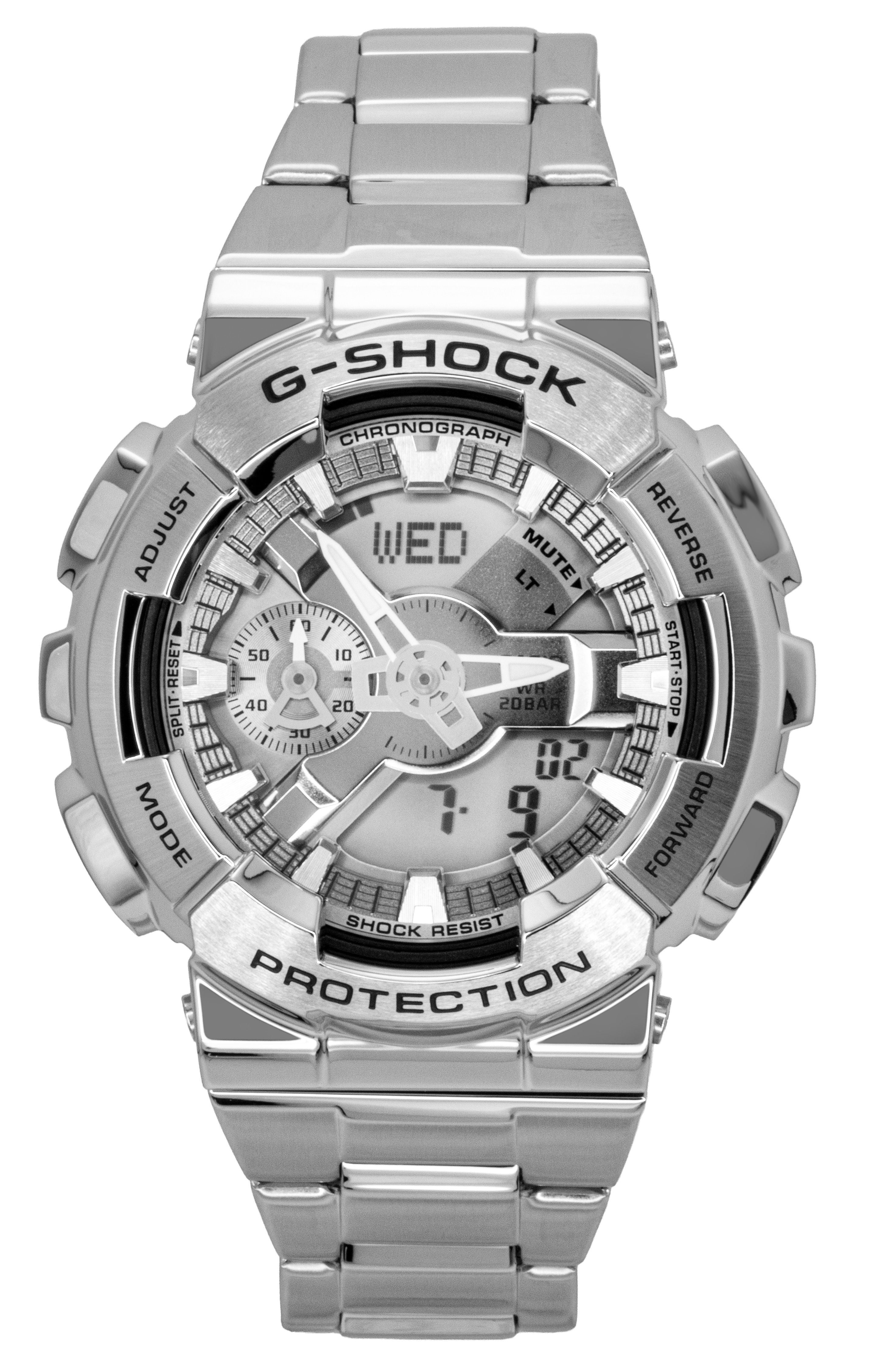 Casio G-Shock Analog Digital Stainless Steel Grey Dial Quartz GM-110D-8A 200M Men's Watch