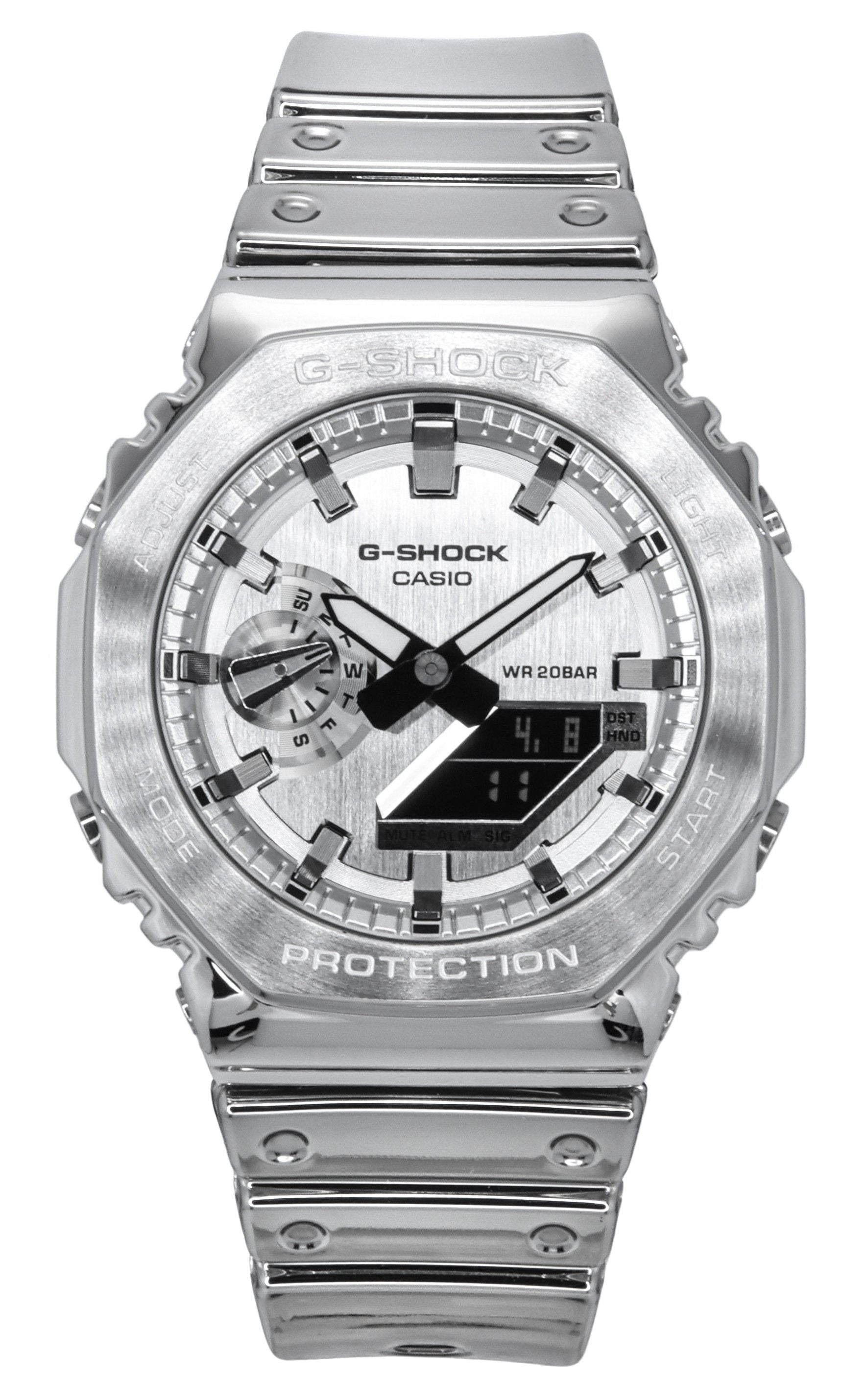 Casio G-Shock G-Steel Fine Metallic Tough Silicone Strap Grey Dial Quartz GM-2100YM-8A 200M Men's Watch