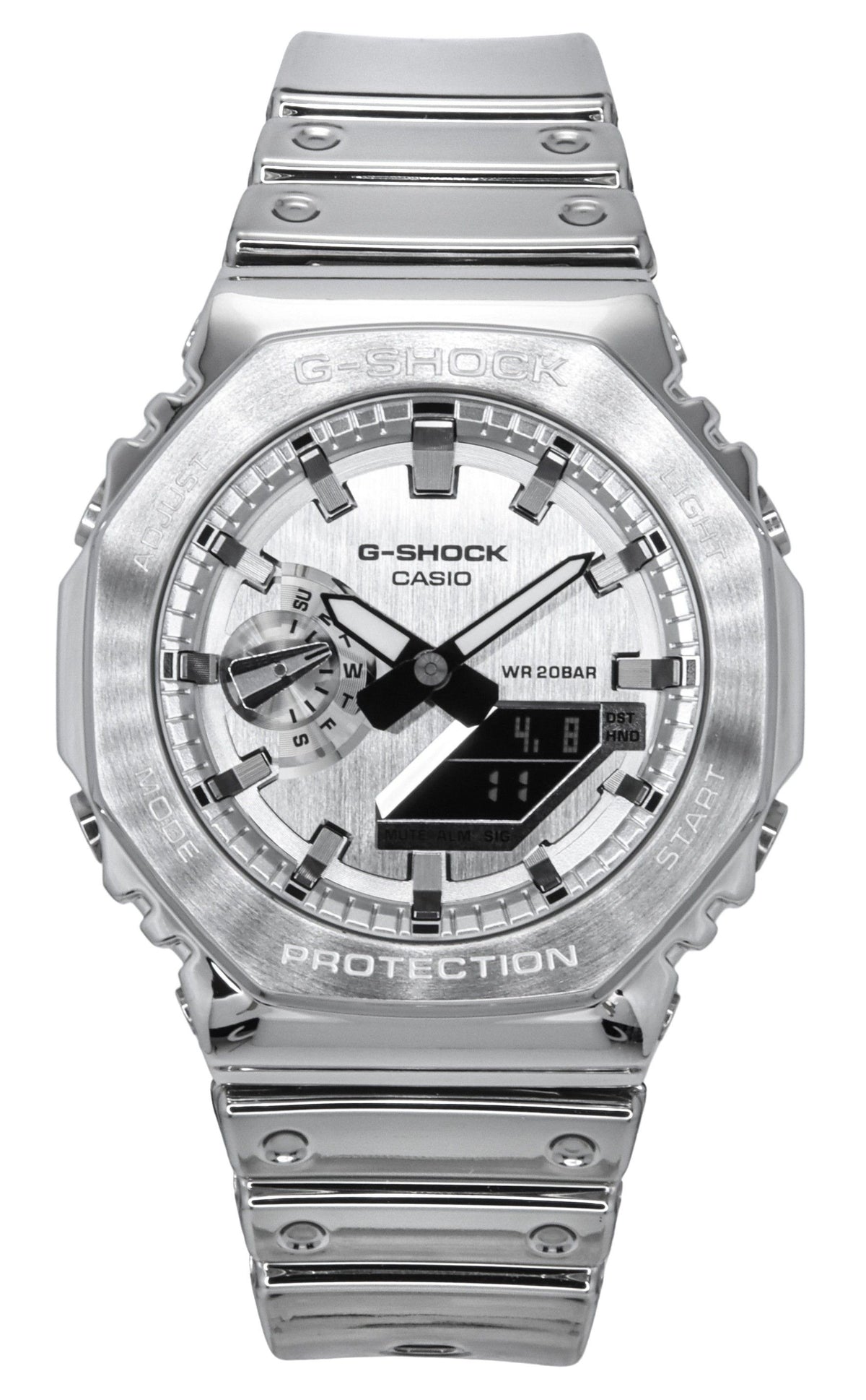 Casio G-Shock G-Steel Fine Metallic Tough Silicone Strap Grey Dial Quartz GM-2100YM-8A 200M Men's Watch