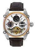 Ingersoll The Varsity Leather Strap Silver Skeleton Dial Automatic I15401 Men's Watch