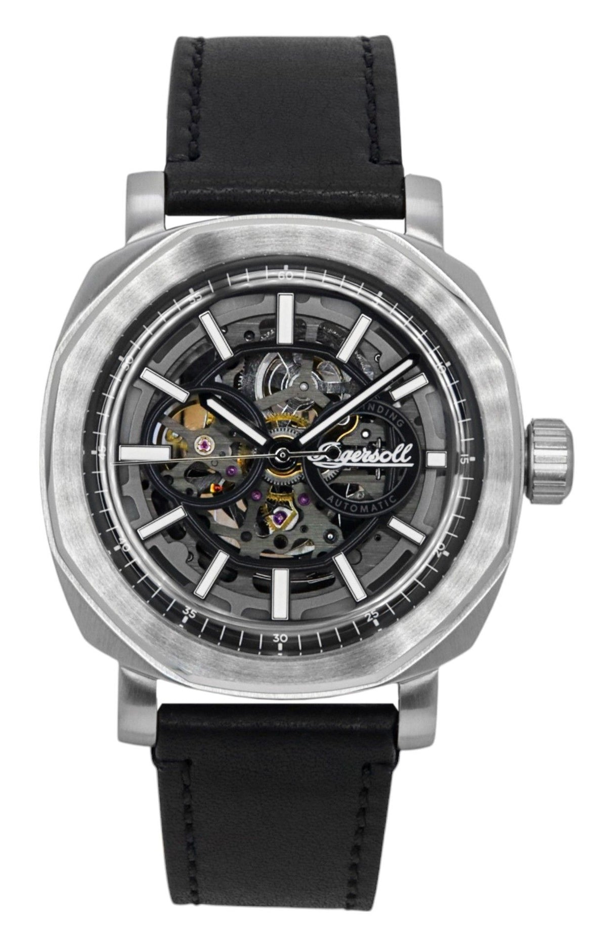 Ingersoll The Outrider Leather Strap Black Skeleton Dial Automatic I16401 Men's Watch