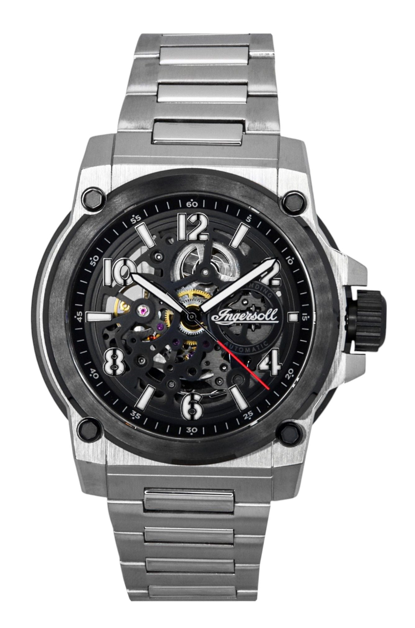 Ingersoll The Anvil Stainless Steel Black Skeleton Dial Automatic I16601 Men's Watch