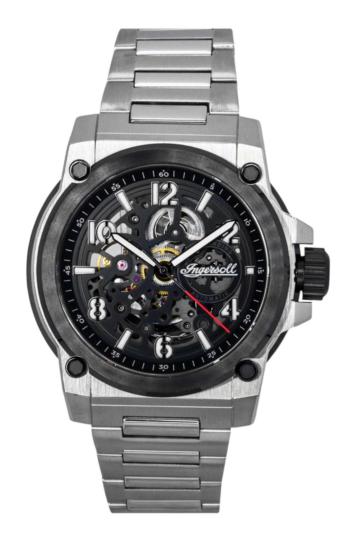 Ingersoll The Anvil Stainless Steel Black Skeleton Dial Automatic I16601 Men's Watch
