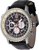 Invicta Ocean Voyage Chronograph Leather Strap Black Dial Quartz Diver's 47255 200M Men's Watch