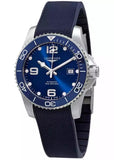 Longines Hydroconquest Rubber Strap Sunray Blue Dial Automatic Diver's L3.781.4.96.9 300M Men's Watch