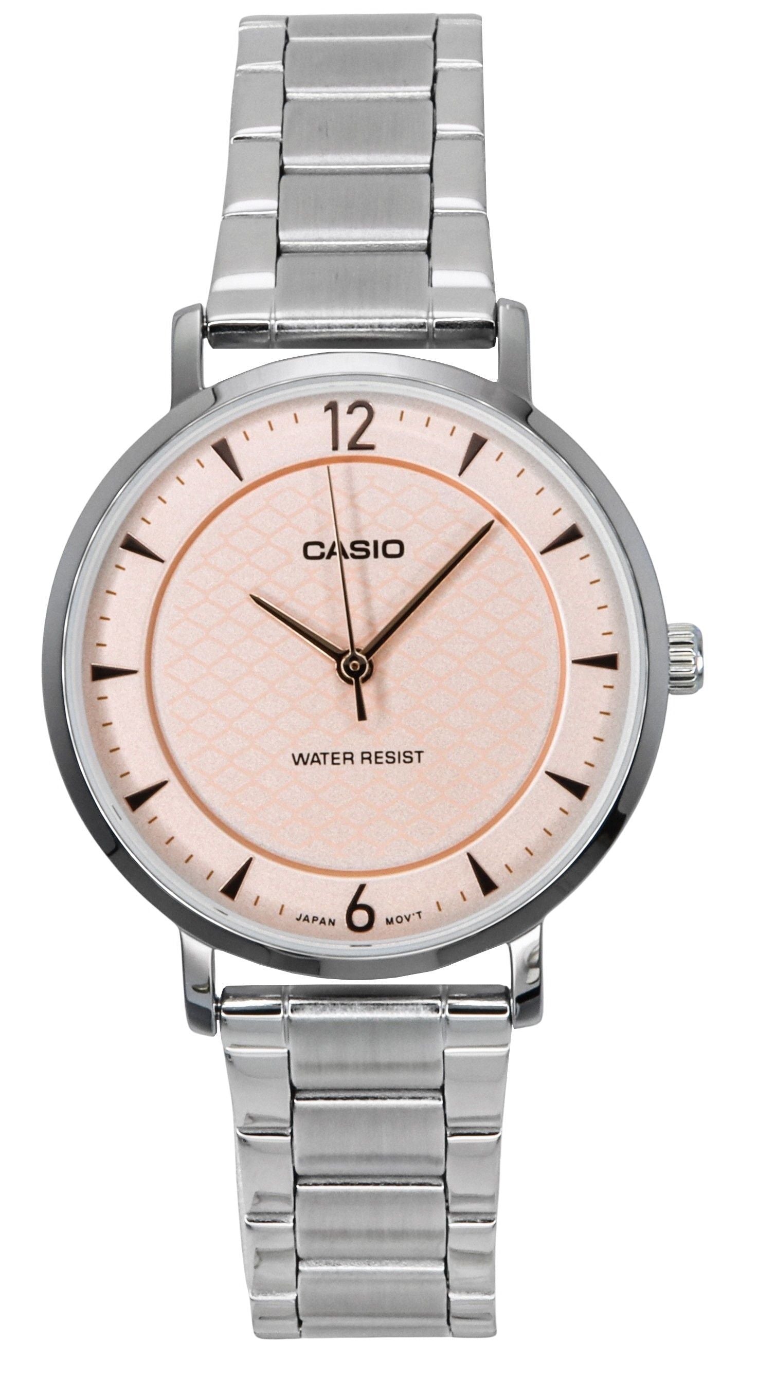 Casio Standard Analog Stainless Steel Salmon Dial Quartz LTP-VT04D-4A Women's Watch