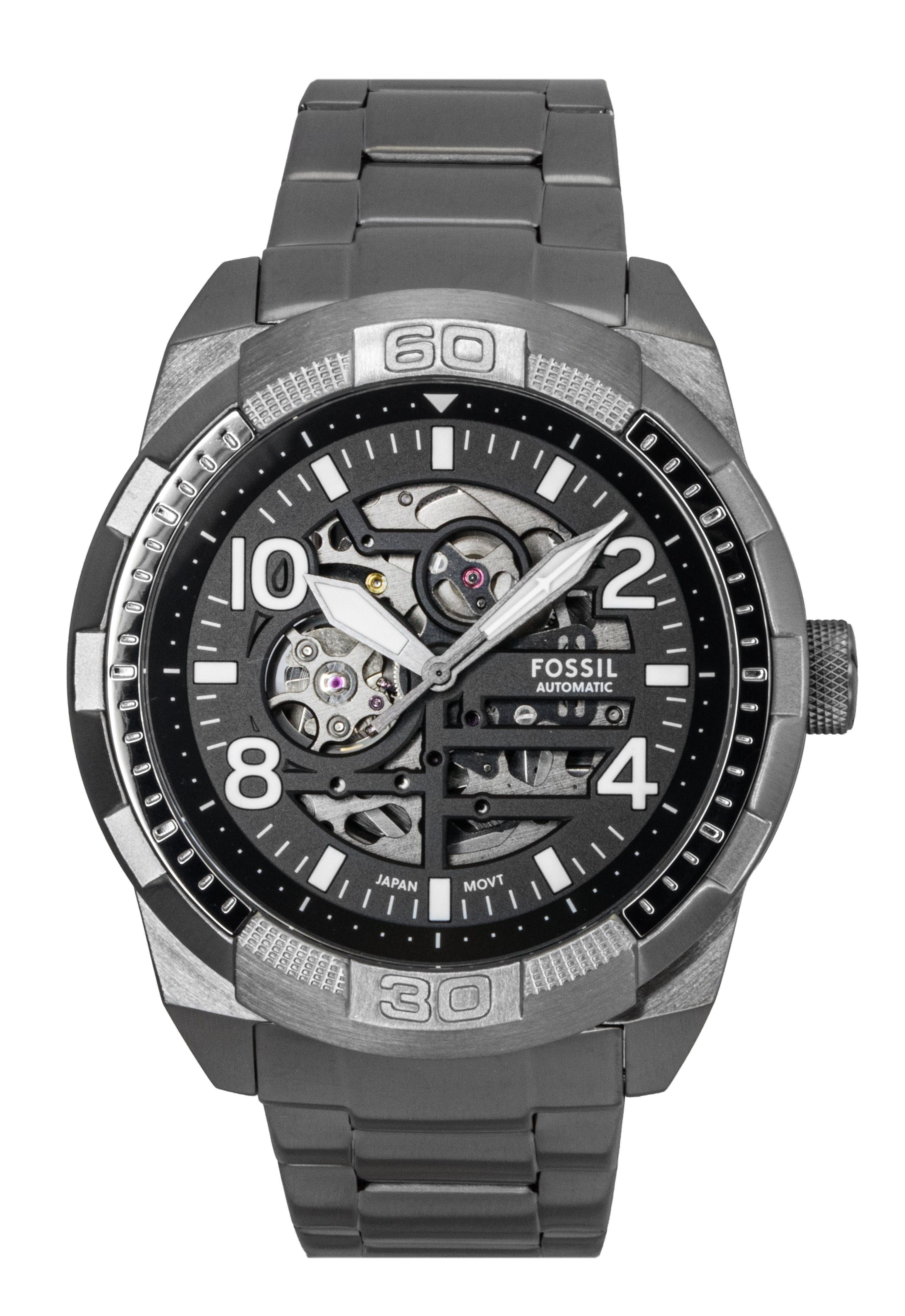 Fossil Bronson Stainless Steel Black Skeleton Dial Automatic ME3255 Men's Watch