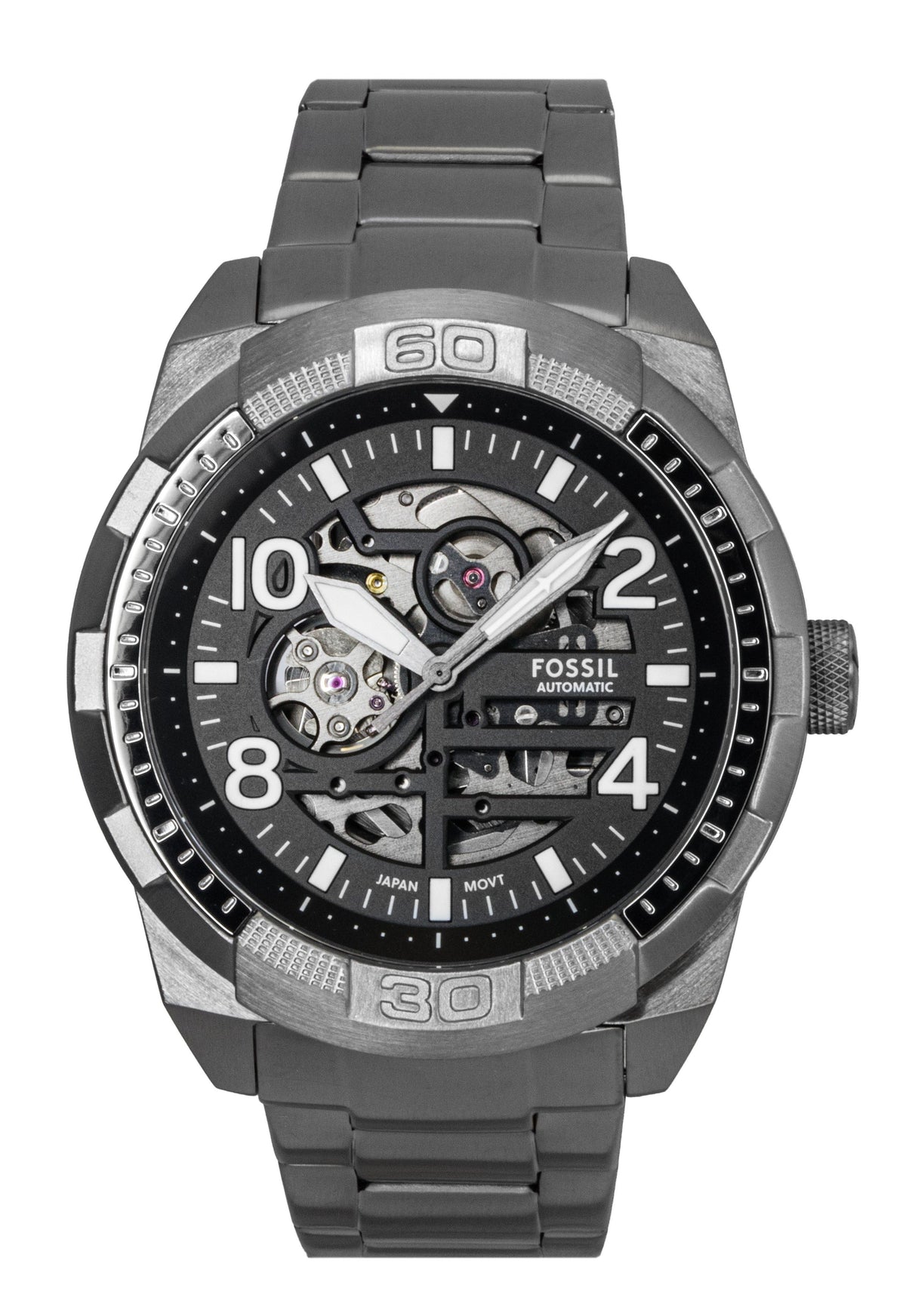 Fossil Bronson Stainless Steel Black Skeleton Dial Automatic ME3255 Men's Watch