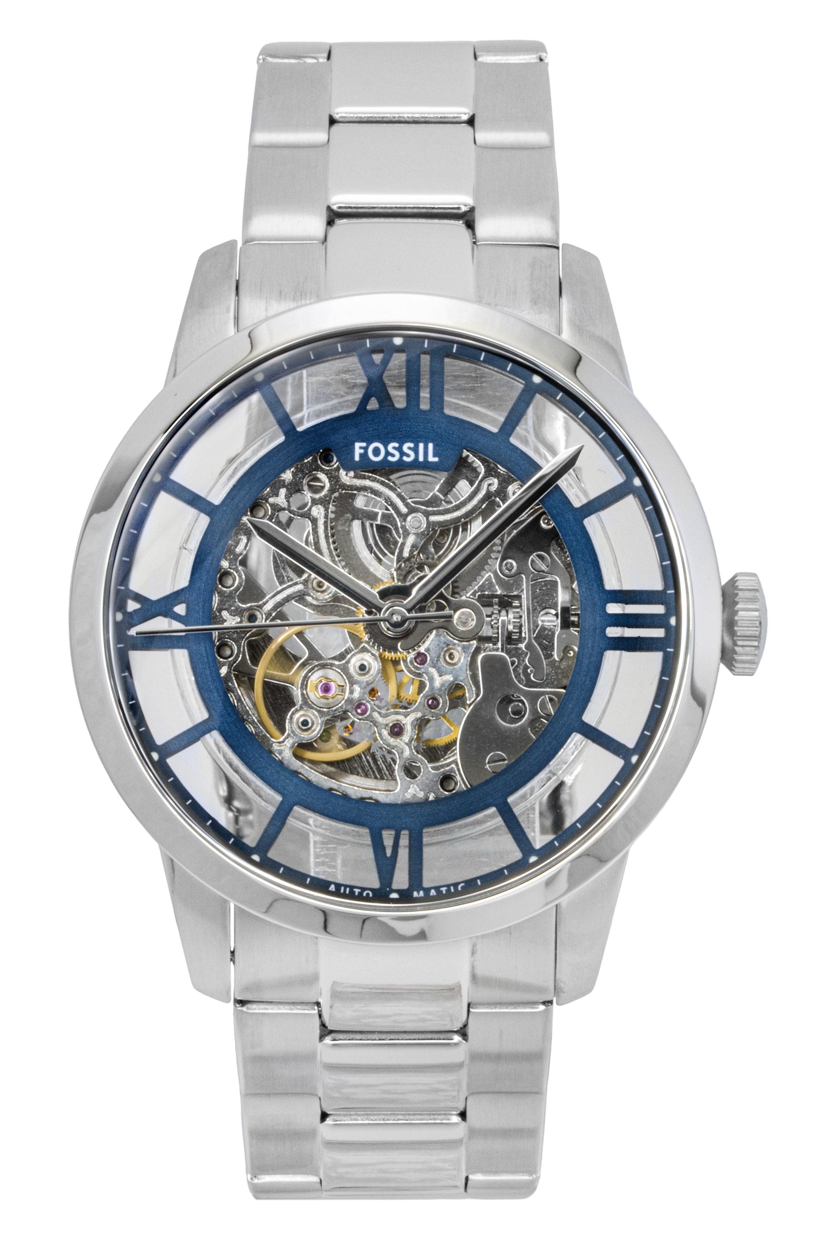 Fossil Townsman Stainless Steel Blue Skeleton Dial Automatic ME3260 Men's Watch