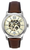 Fossil Heritage Brown Leather Strap Cream Skeleton Dial Automatic ME3264 Men's Watch