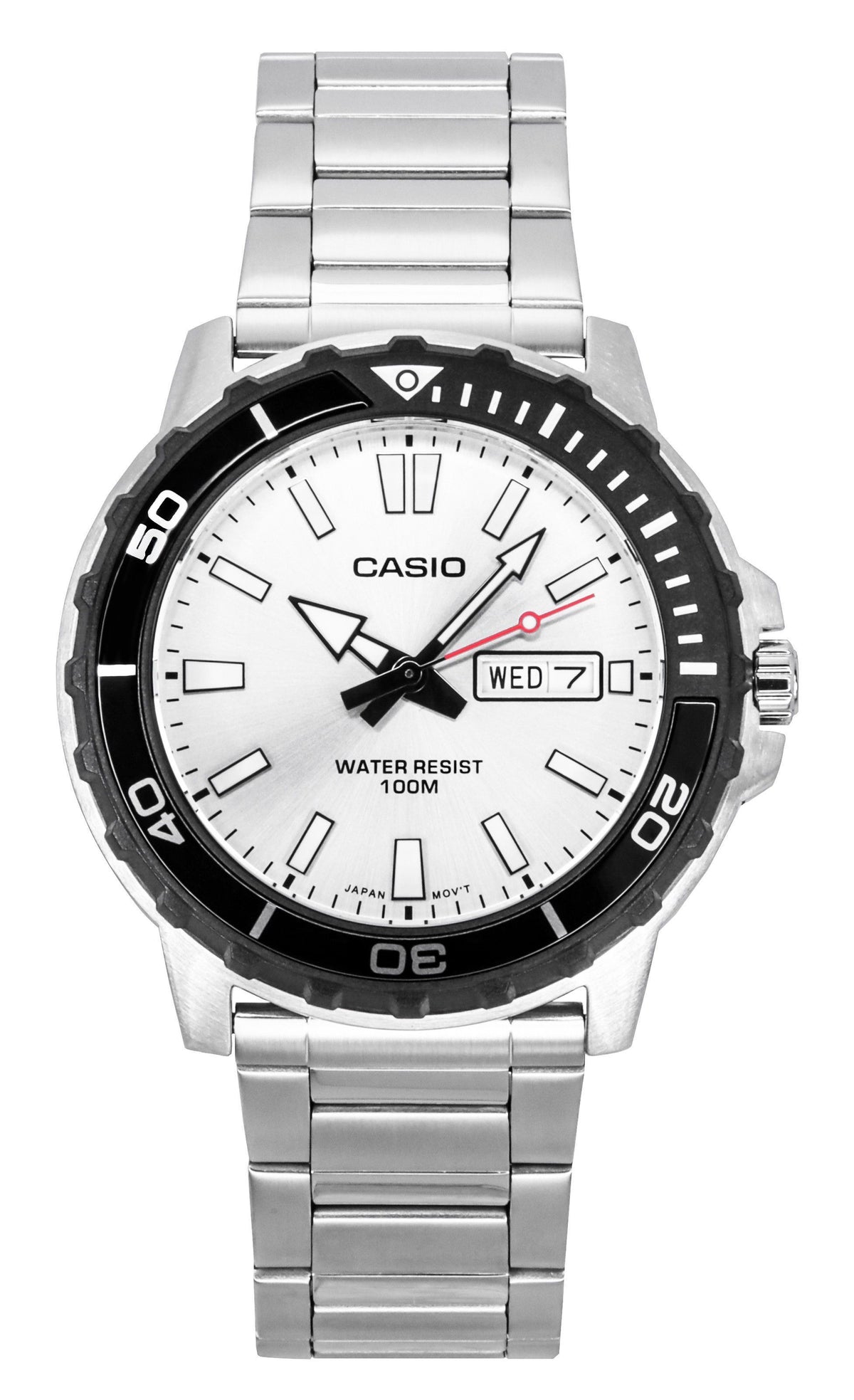 Casio Standard Analog Stainless Steel Silver Dial Quartz MTD-125D-7AV 100M Men's Watch