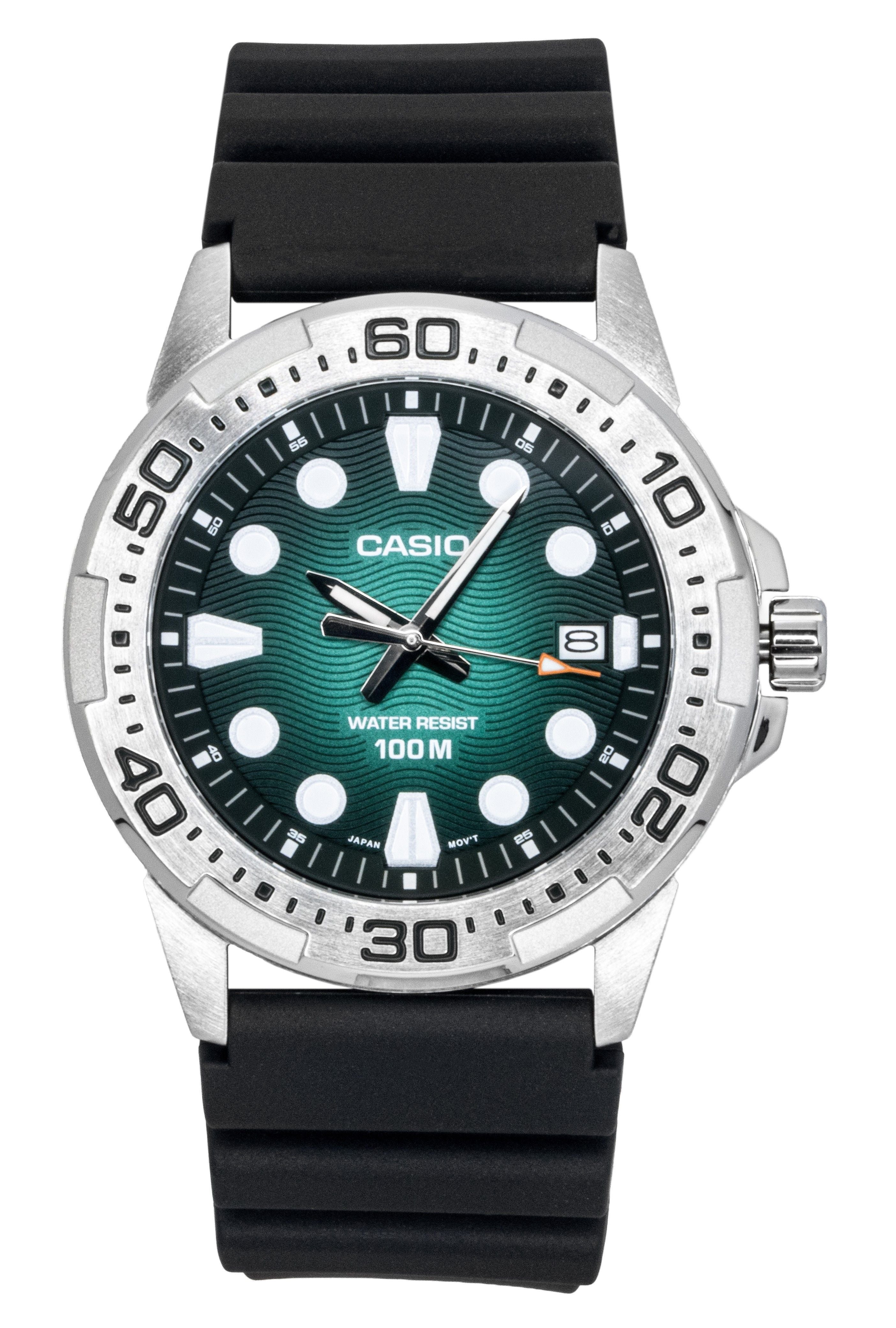Casio Standard Analog Resin Strap Green Dial Quartz MTD-140-3AV 100M Men's Watch