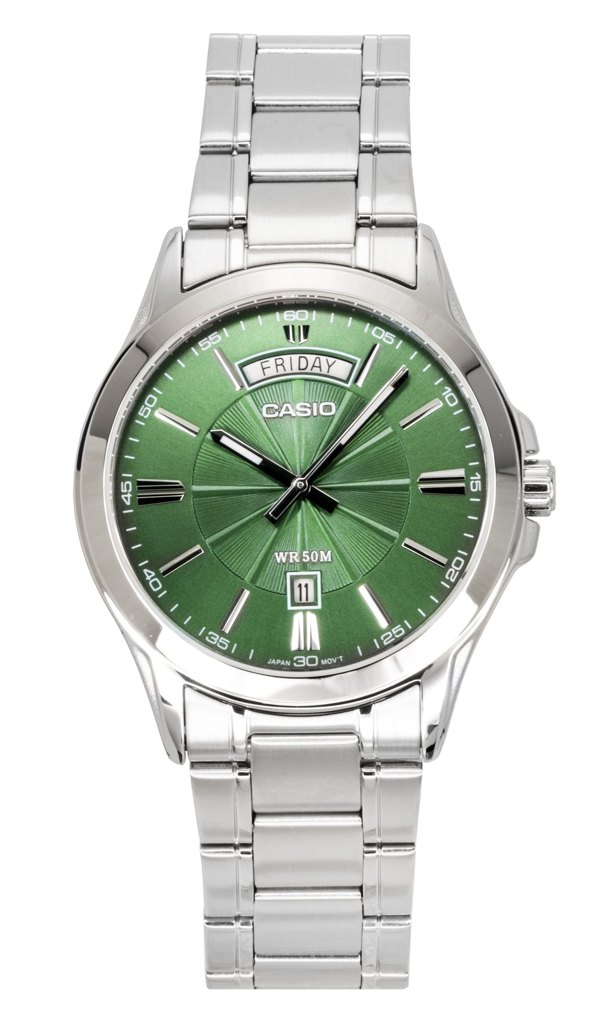 Casio Standard Analog Stainless Steel Green Dial Quartz MTP-1381D-3AV Men's Watch
