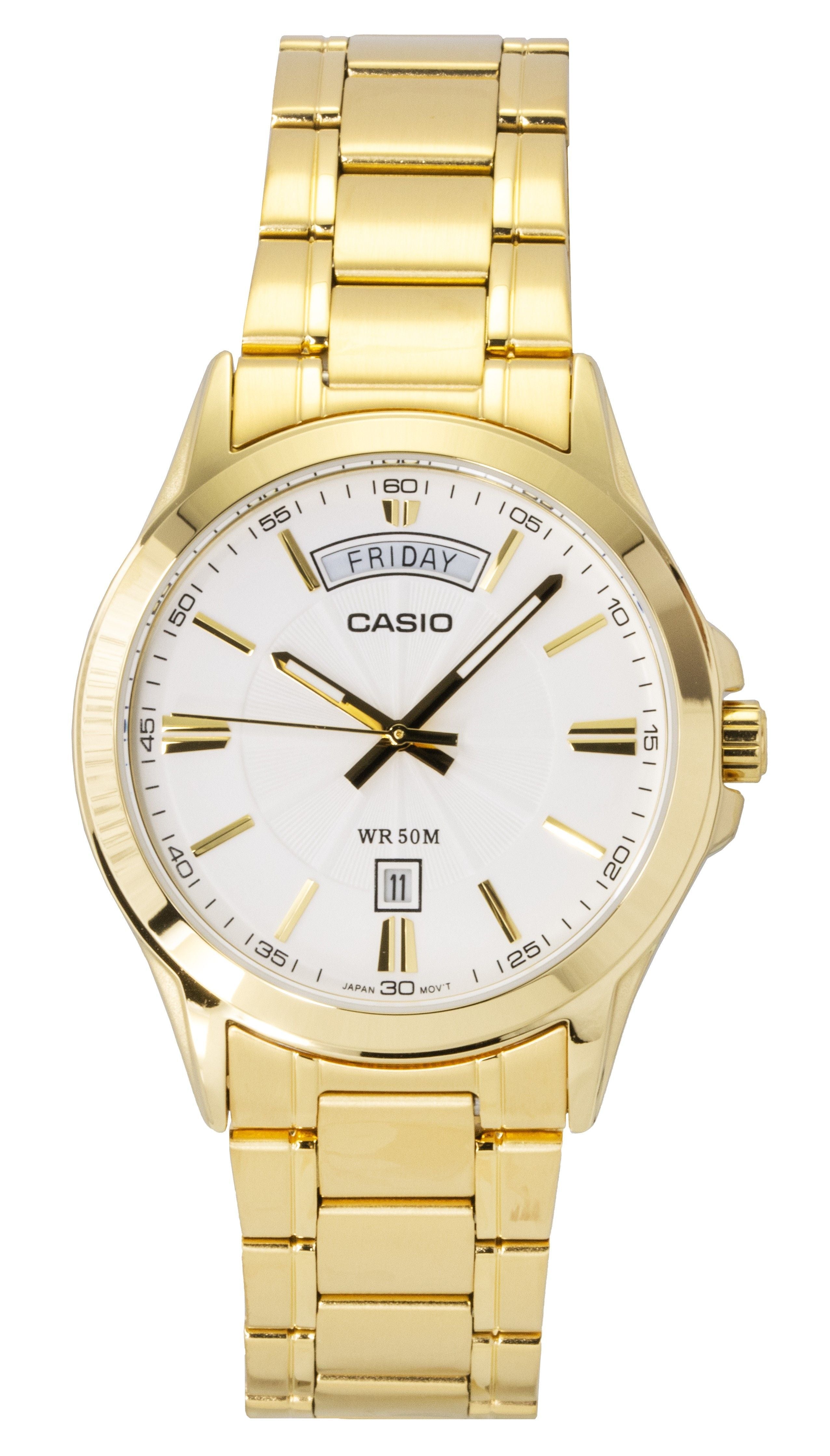 Casio Standard Analog Gold Tone Stainless Steel White Dial Quartz MTP-1381GD-7AV Men's Watch
