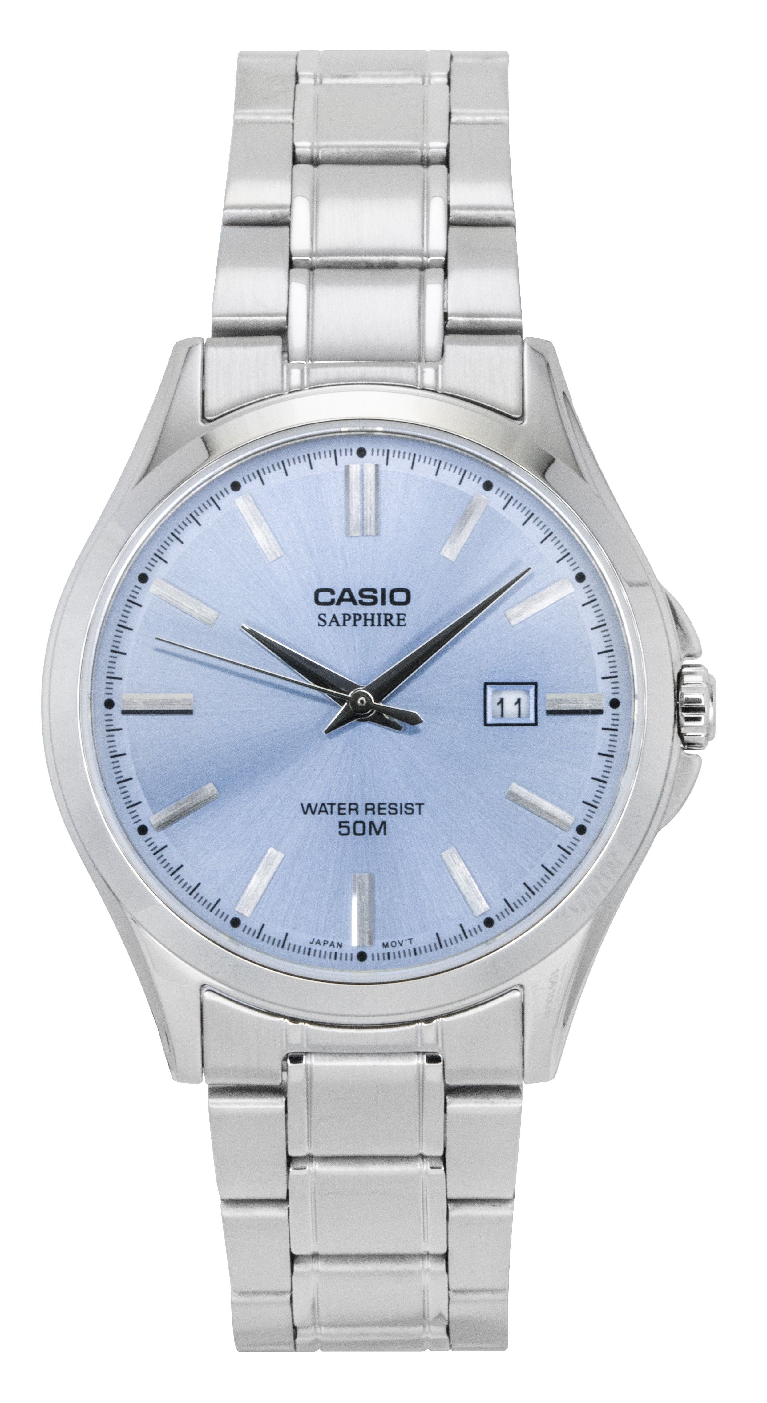 Casio Standard Analog Stainless Steel Light Blue Dial Quartz MTS-115D-2A2V Men's Watch