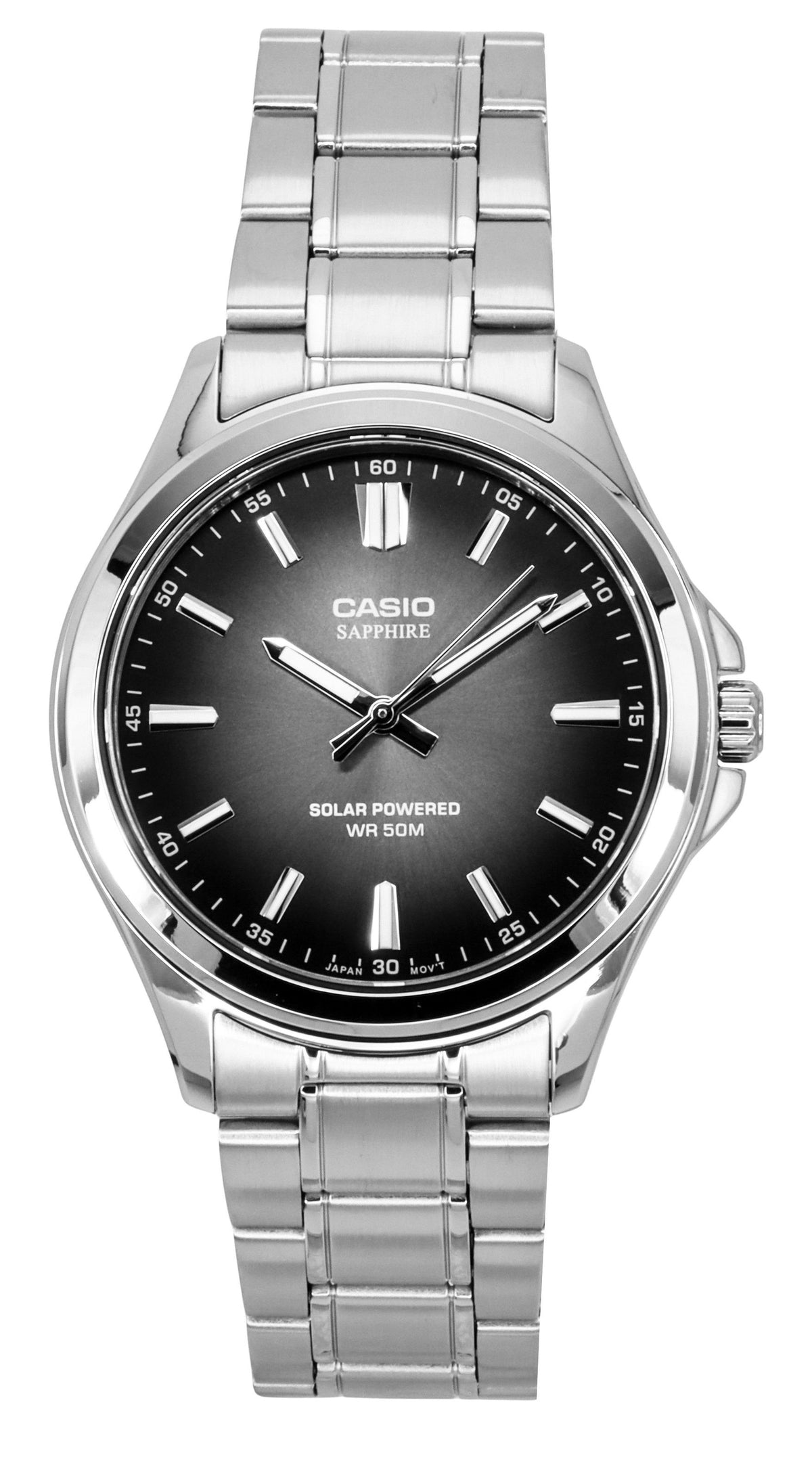 Casio Standard Analog Stainless Steel Black Dial Solar MTS-RS100D-1AV Men's Watch