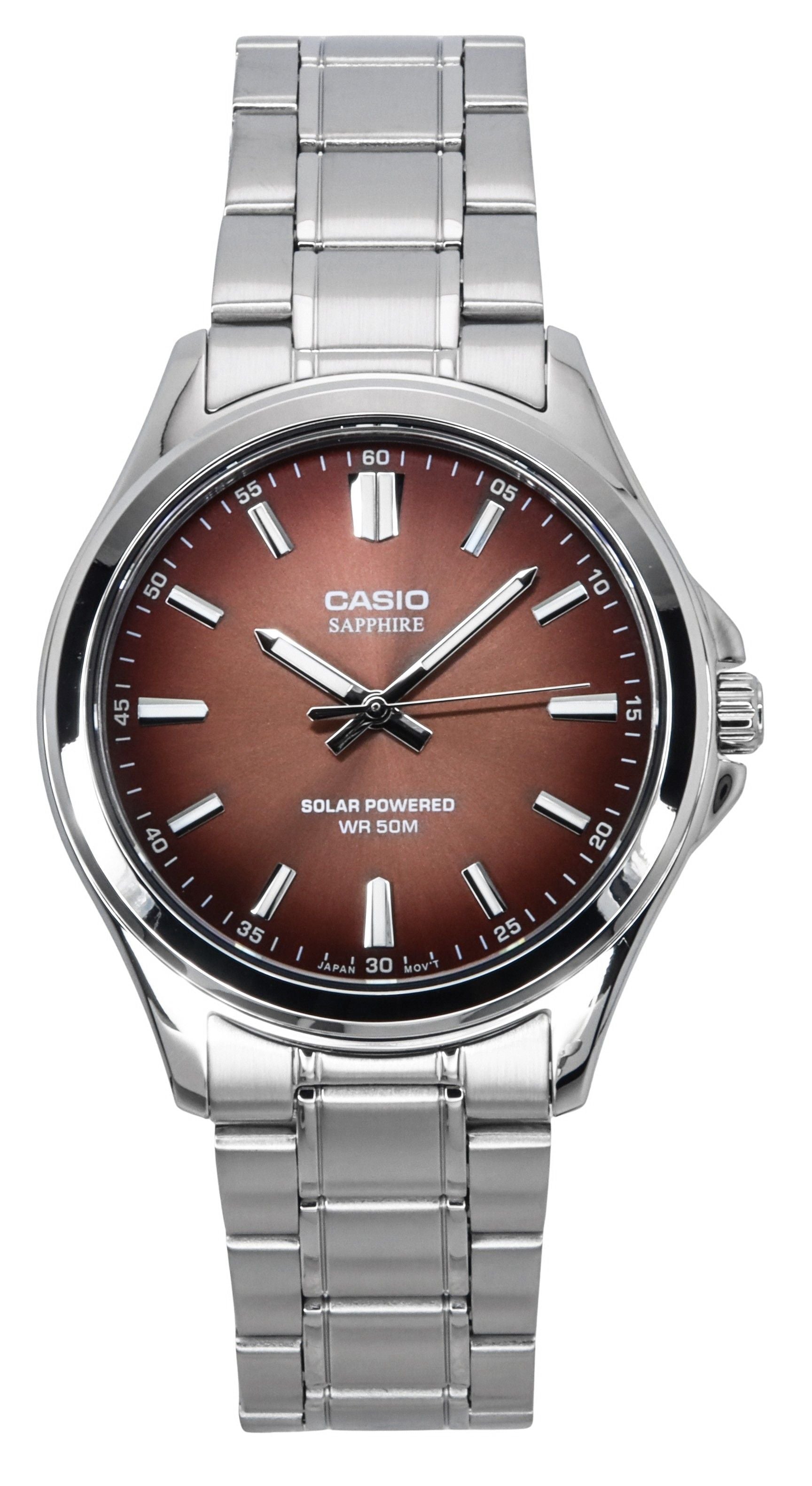 Casio Standard Analog Stainless Steel Brown Dial Solar MTS-RS100D-5A Men's Watch