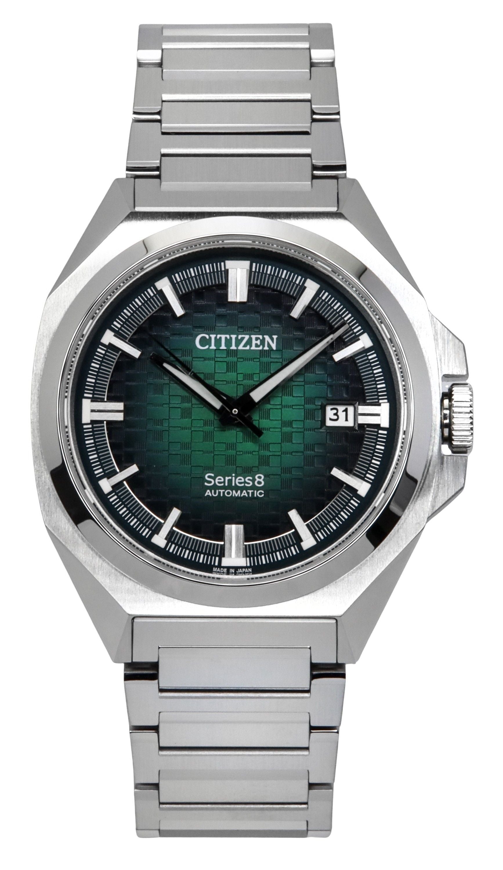 Citizen Series 8 Stainless Steel Green Dial Automatic NB6050-51W 100M Men's Watch