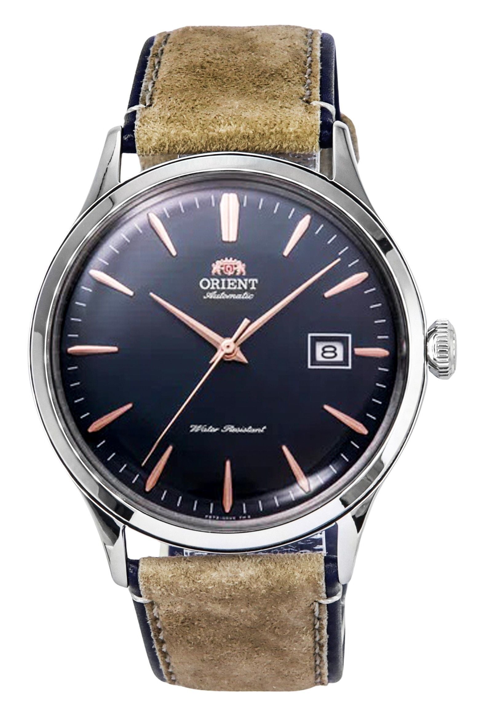 Orient Bambino Version 4 Classic Suede Leather Strap Navy Blue Dial Automatic RA-AC0P02L10B RA-AC0P02L30B Men's Watch