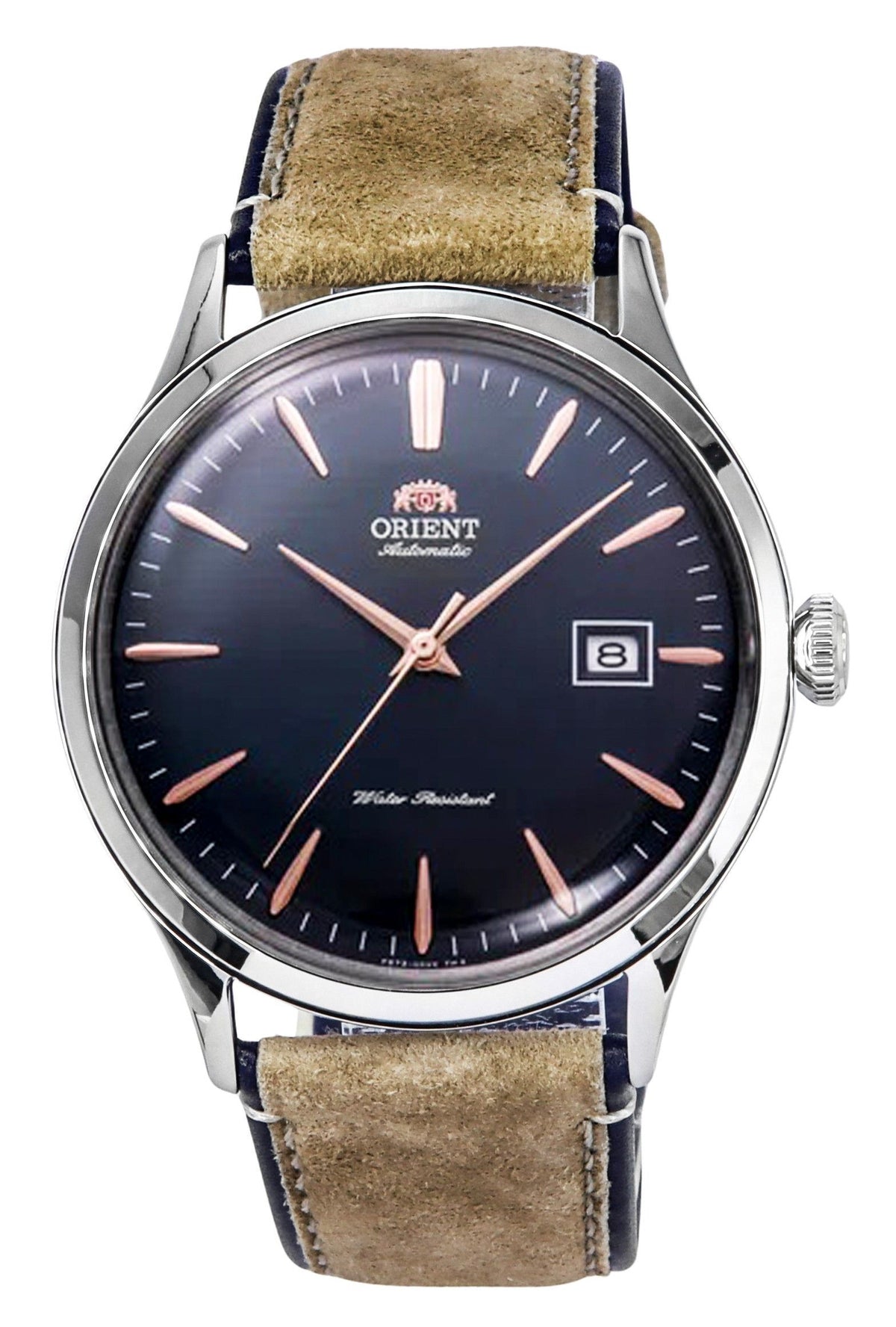 Orient Bambino Version 4 Classic Suede Leather Strap Navy Blue Dial Automatic RA-AC0P02L10B RA-AC0P02L30B Men's Watch