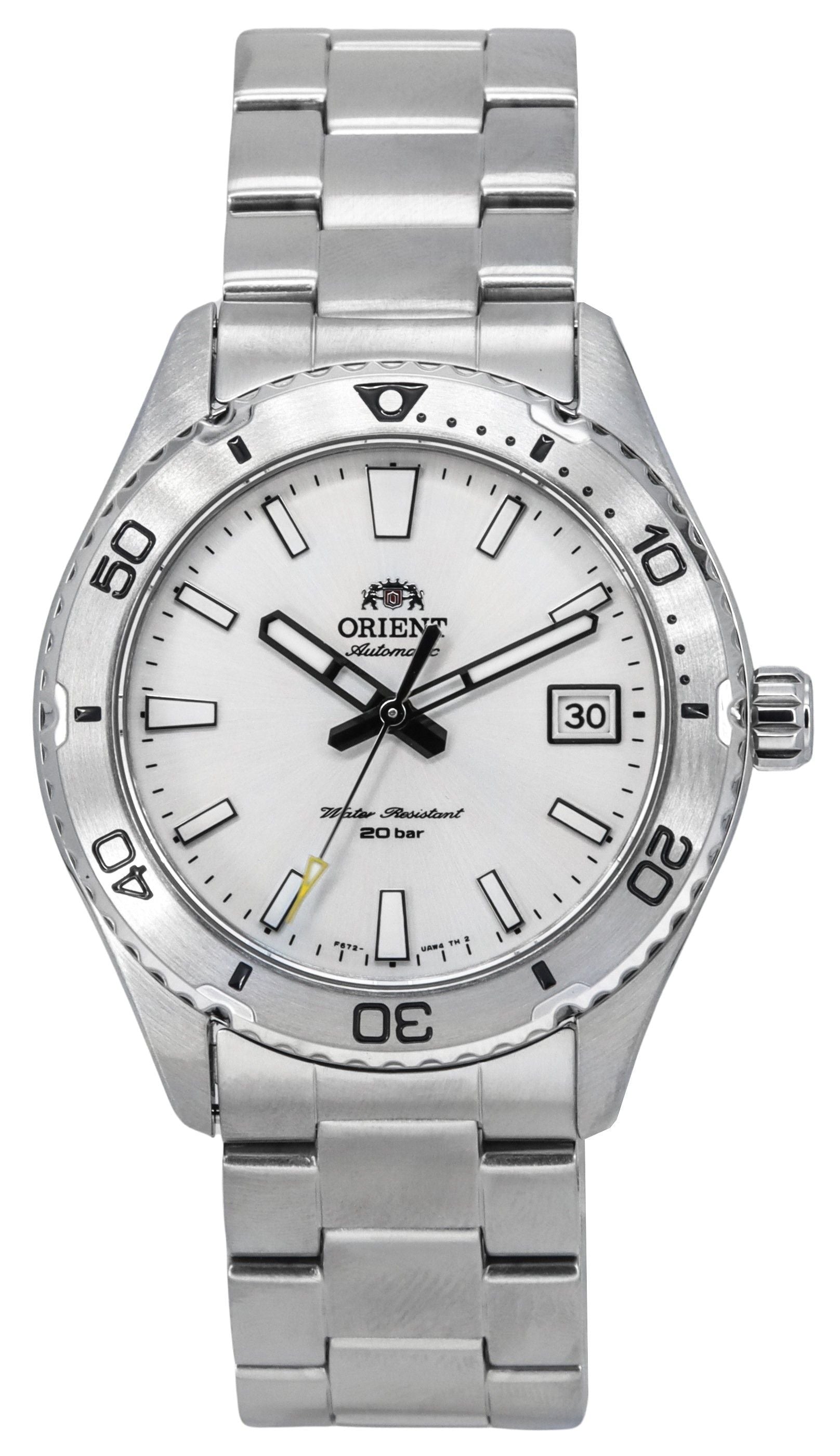 Orient Sports Mako Stainless Steel White Dial Automatic Diver's RA-AC0Q03S10B RA-AC0Q03S30B 200M Men's Watch