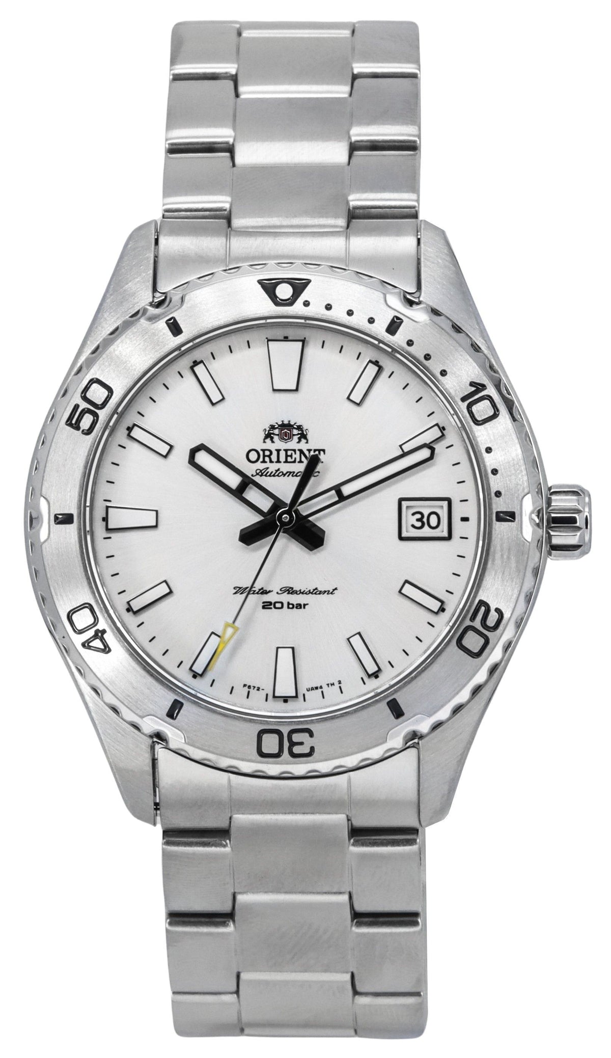 Orient Sports Mako Stainless Steel White Dial Automatic Diver's RA-AC0Q03S10B RA-AC0Q03S30B 200M Men's Watch