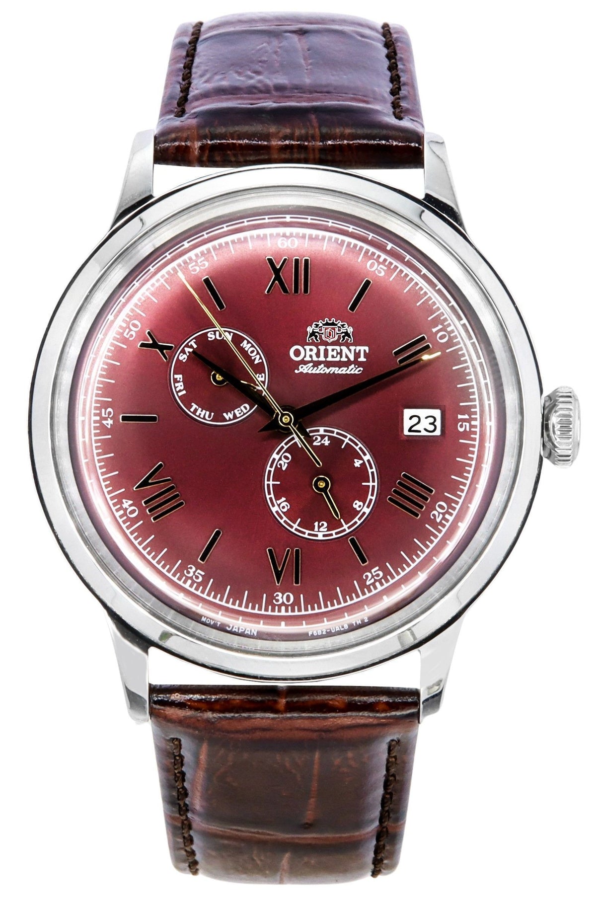 Orient Bambino GMT Version 8 Leather Strap Red Dial Automatic RA-AK0705R10B RA-AK0705R30B Men's Watch