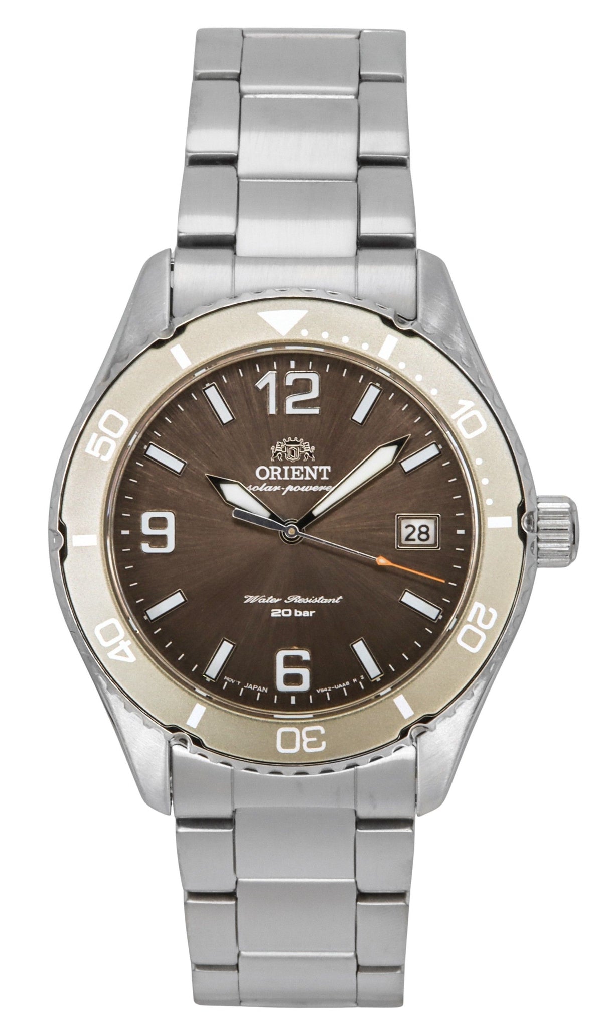 Orient Mako III Stainless Steel Brown Dial Solar Diver's RA-WJ0004Y 200M Men's Watch