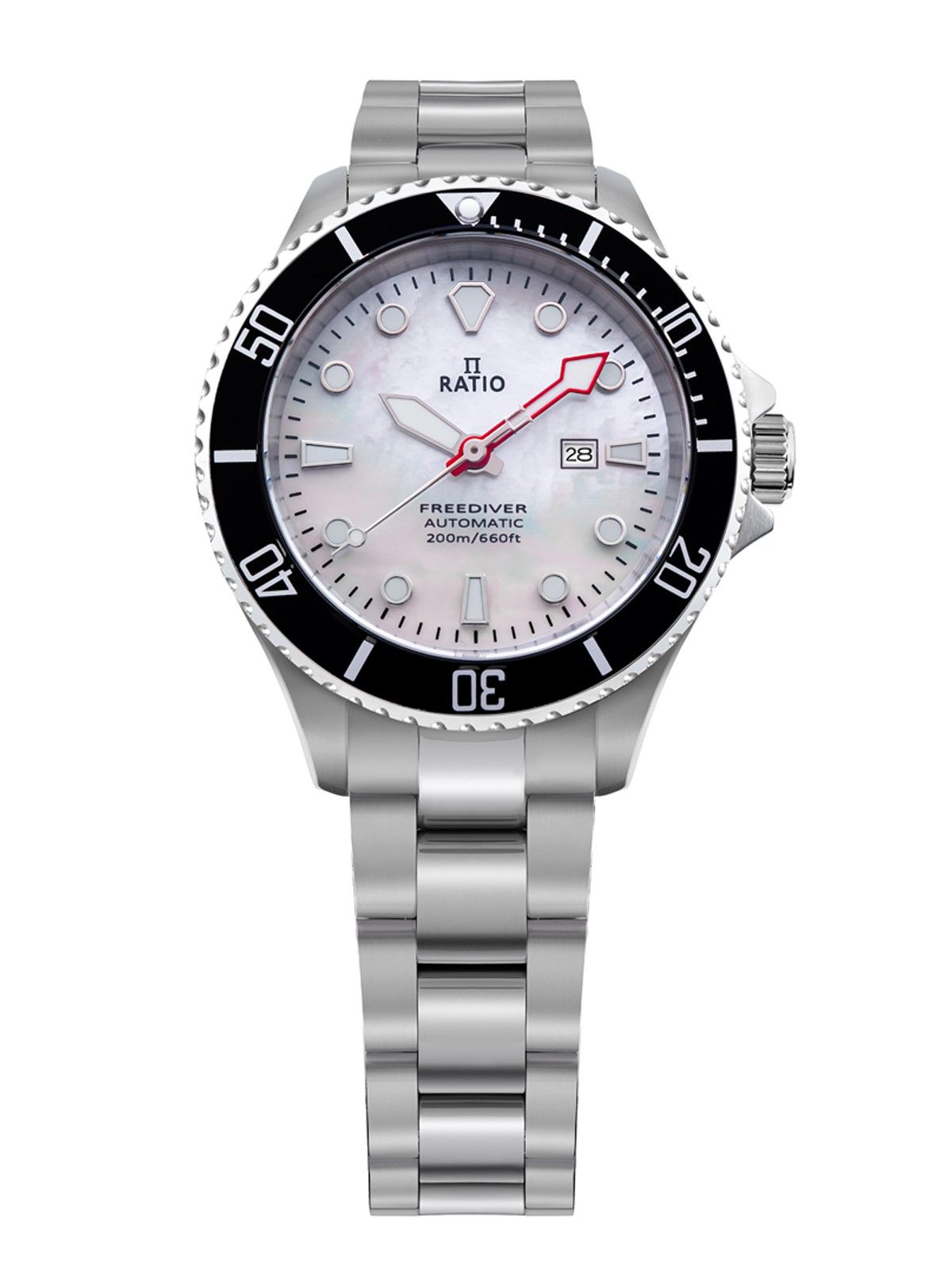 Ratio FreeDiver Sapphire Stainless Steel White Mother Of Pearl Dial Automatic RTFL841 200M Women's Watch
